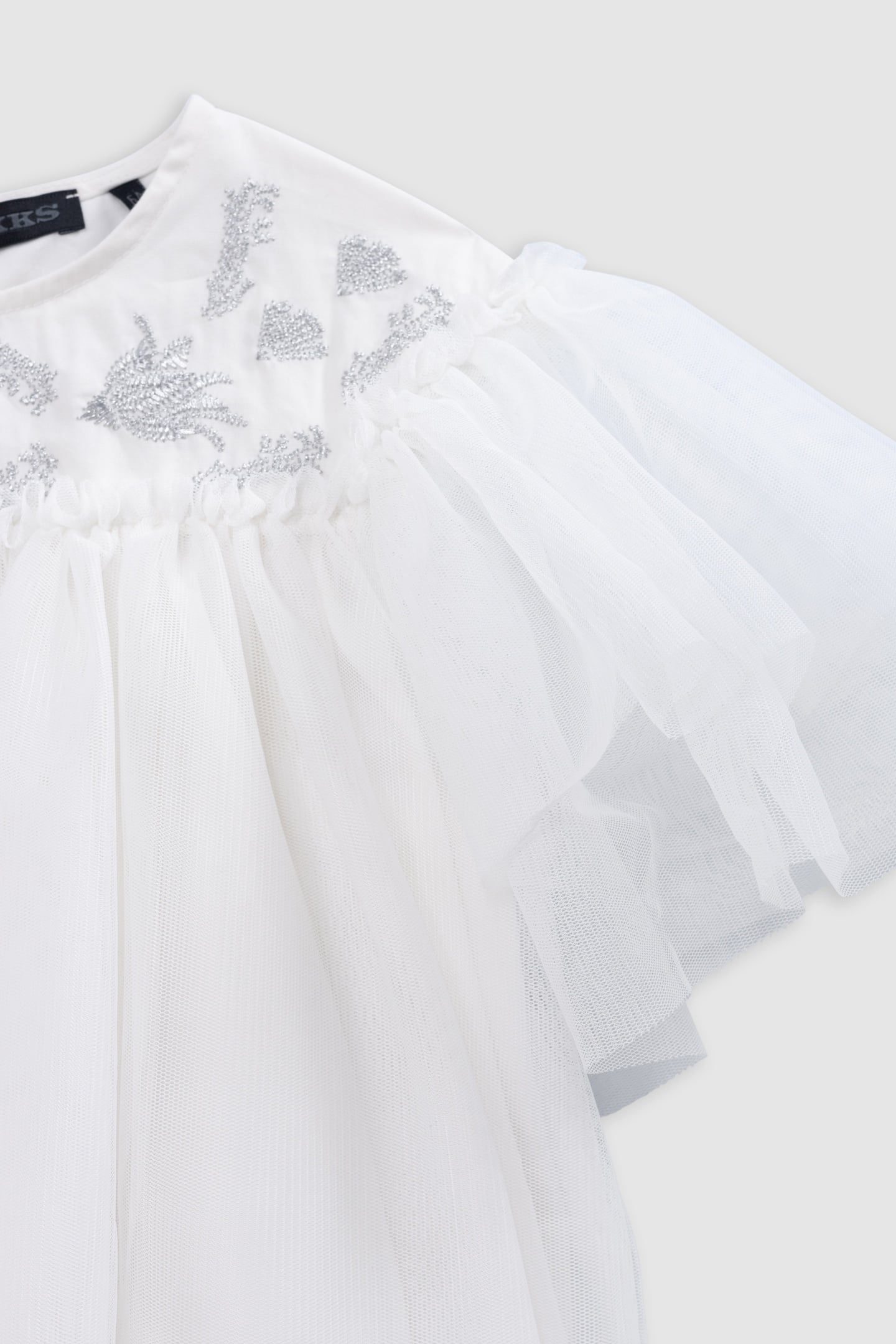 WHITE TULLE DRESS WITH SILVER EMBROIDERY 6