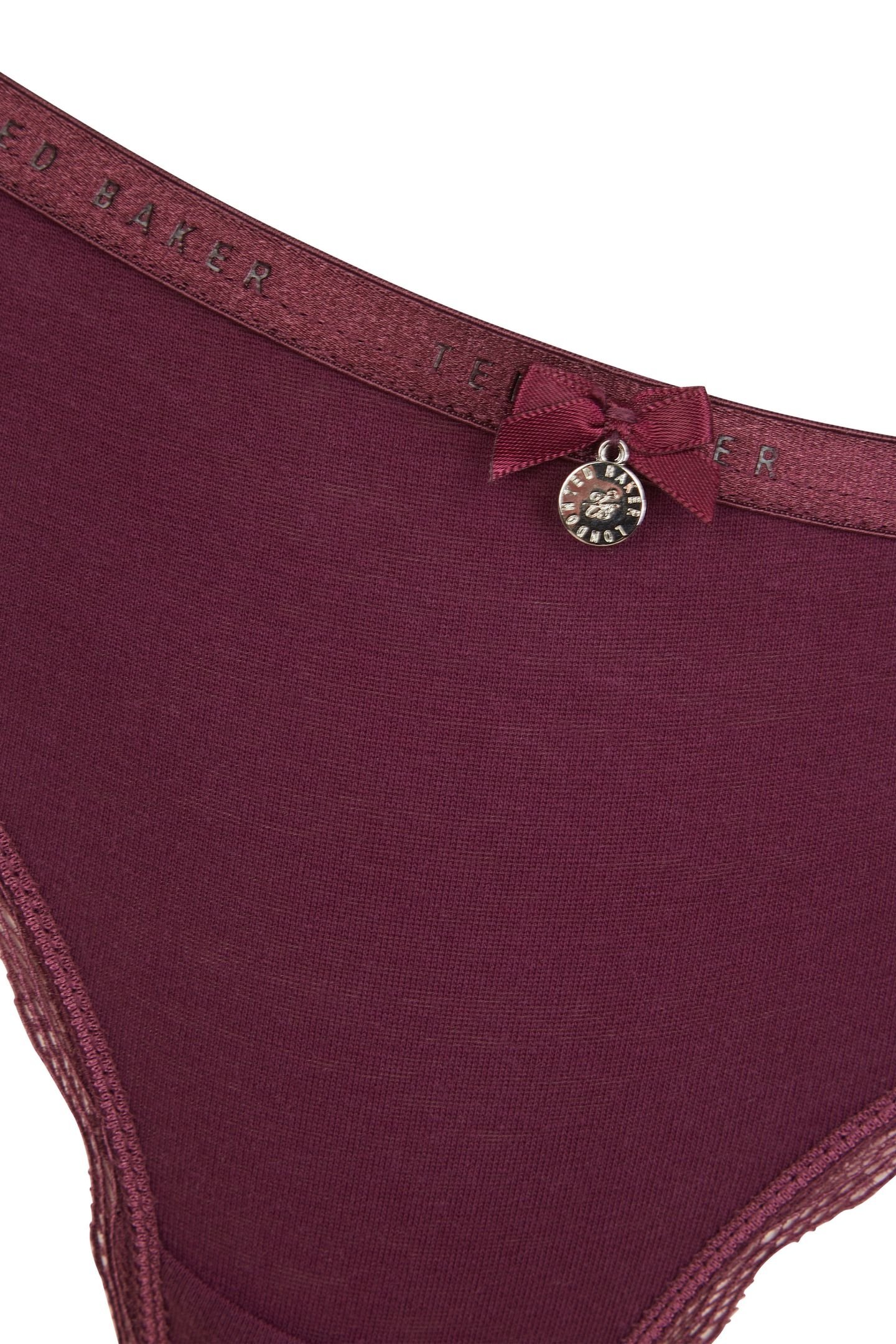 HARRIOT 3PK PLAIN BRIEF WITH LACE TRIM MAUVE WINE/ WISTFUL M 8