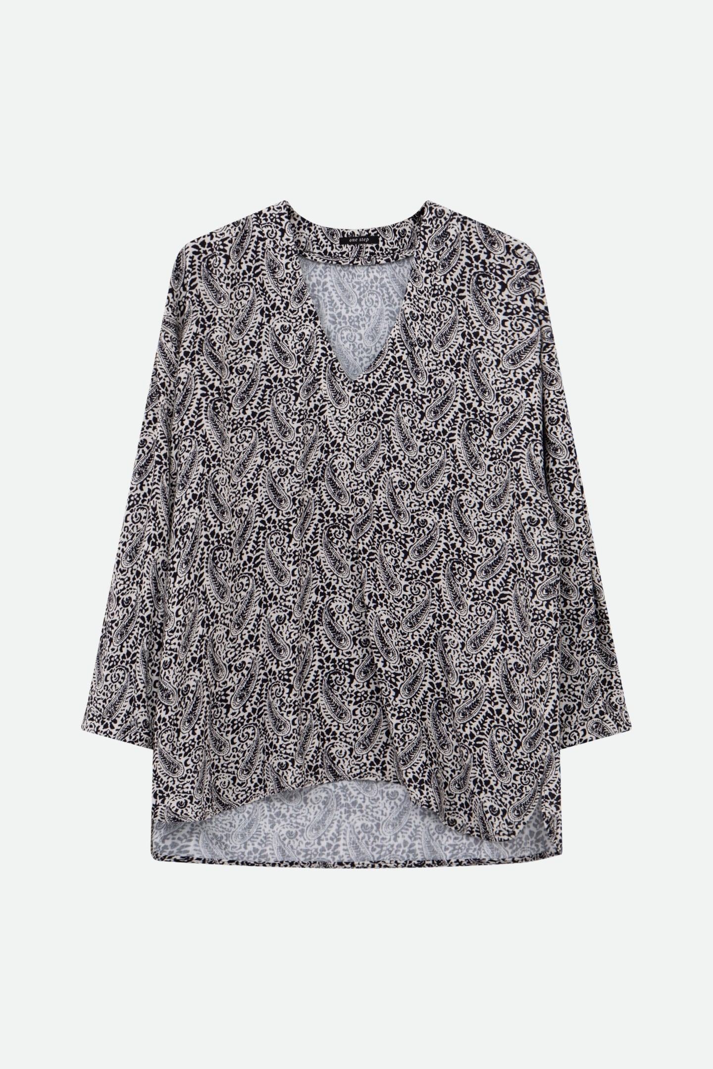 CERES - BLACK BLOUSE WITH NEO CASHMERE PRINT 5