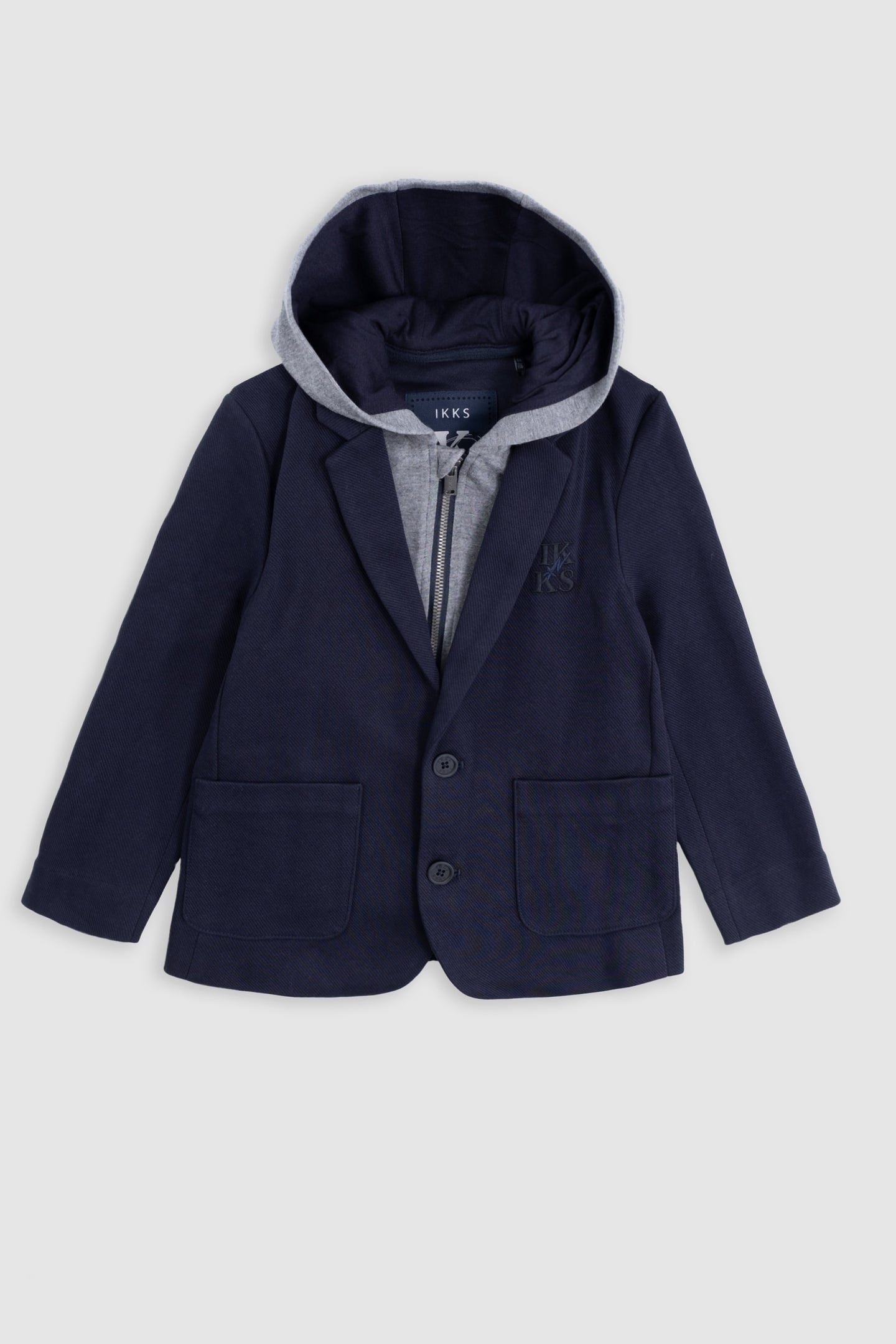 BOYS' NAVY SUIT JACKET WITH REMOVABLE PIPING 1