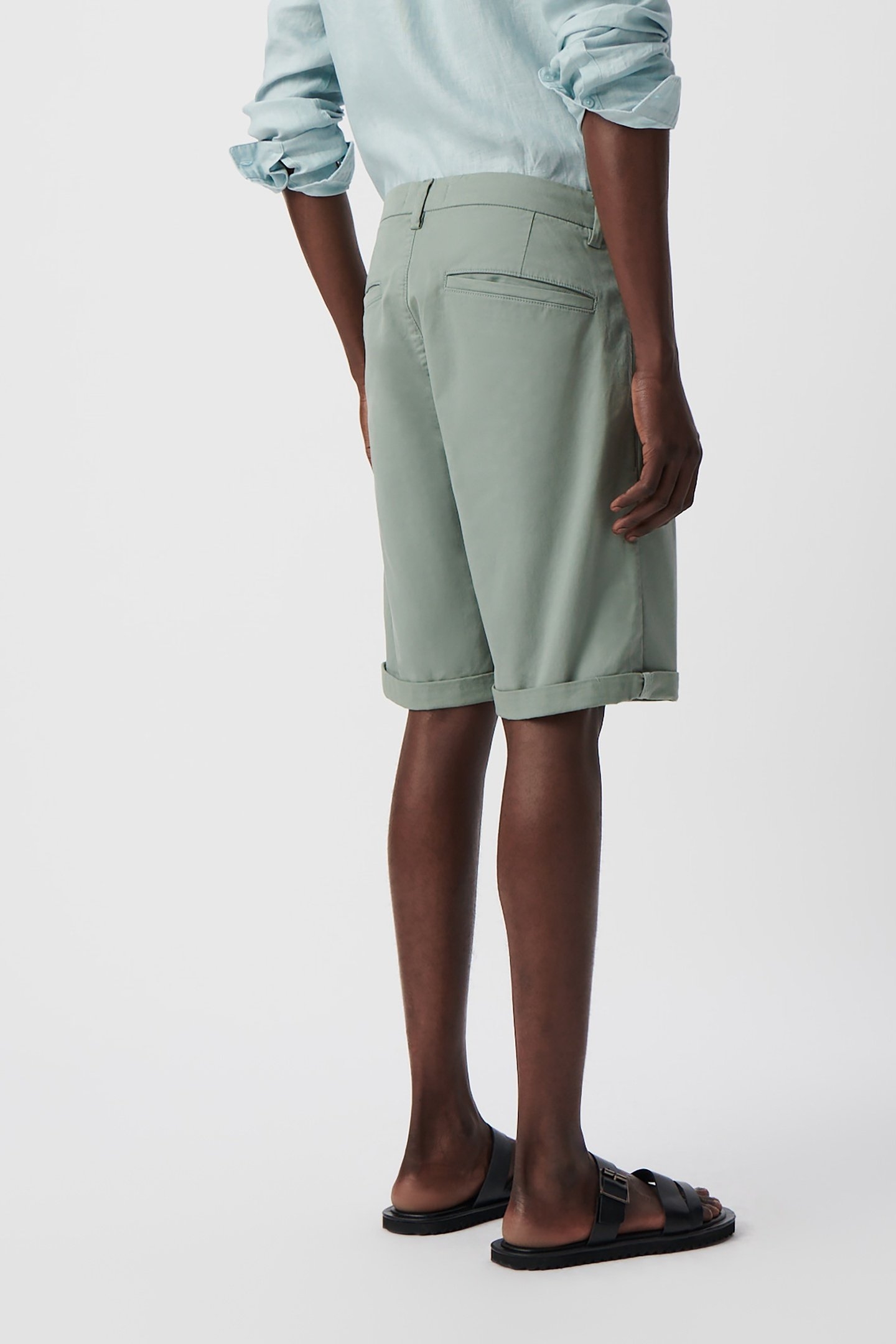 GREY BLUE TAPERED CHINO BERMUDAS 3