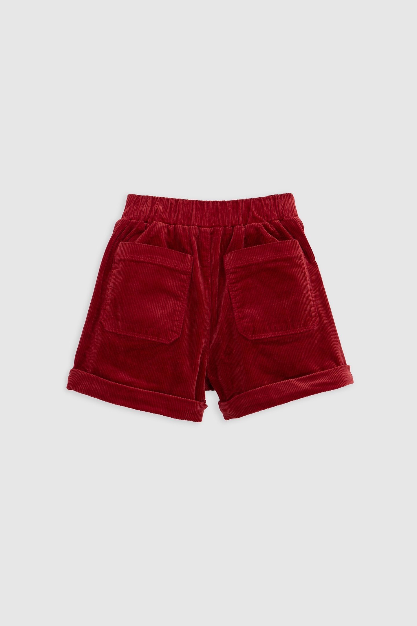 GIRLS' BURGUNDY CORDUROY SHORTS WITH BOW AND BELT 2
