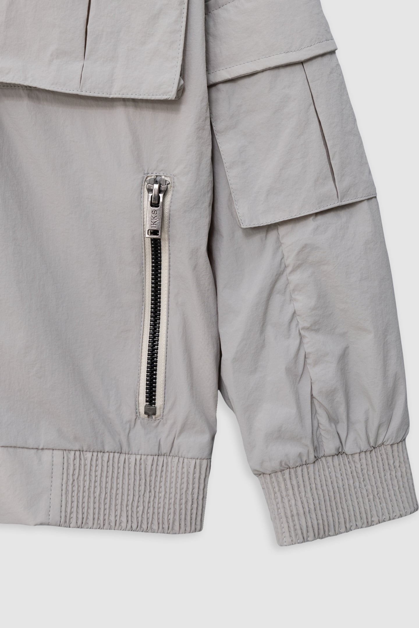 GREY NYLON MULTI-POCKET HOODED JACKET 5