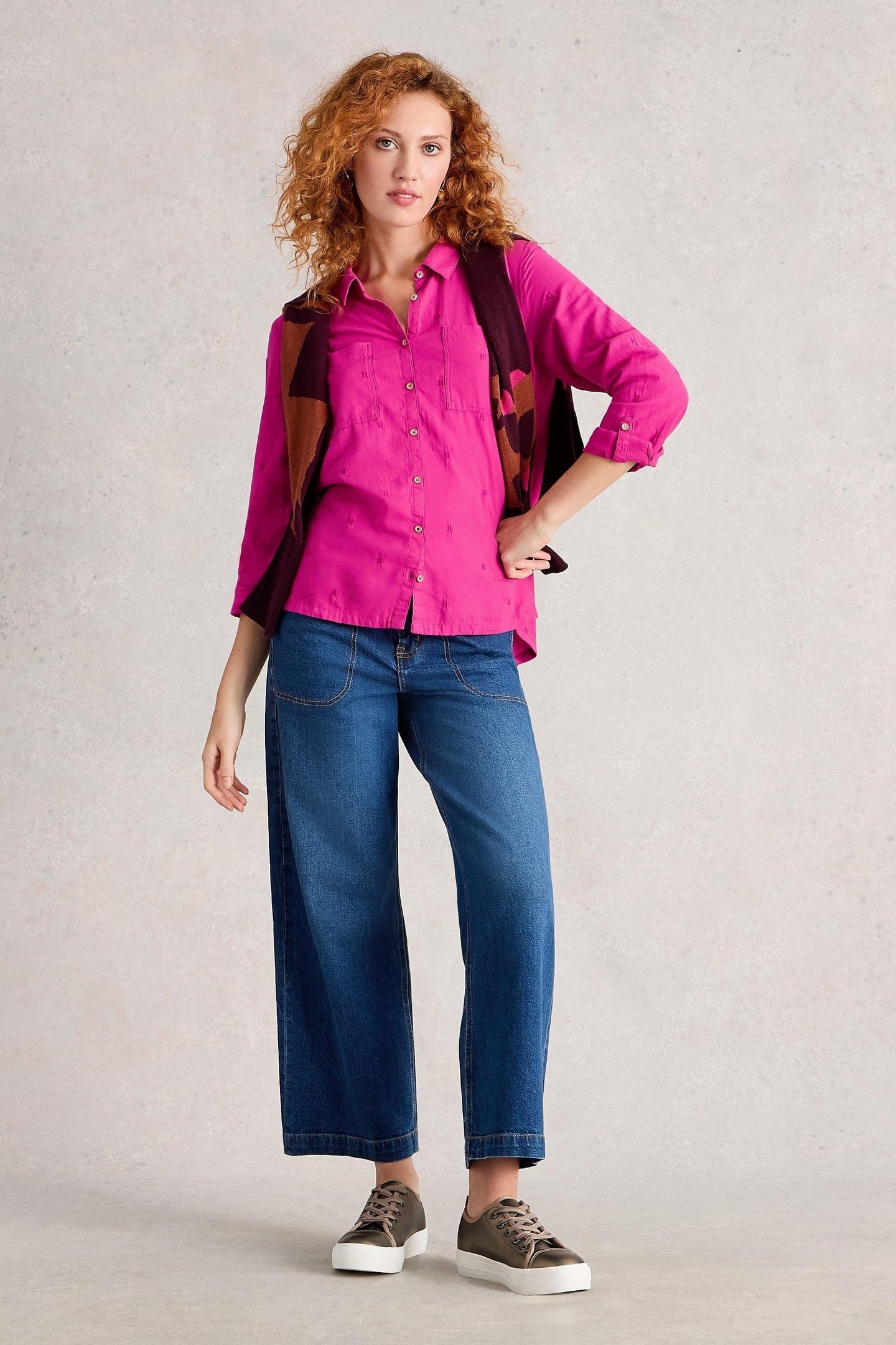 SOPHIE ORGANIC COTTON SHIRT BRIGHT PINK 1