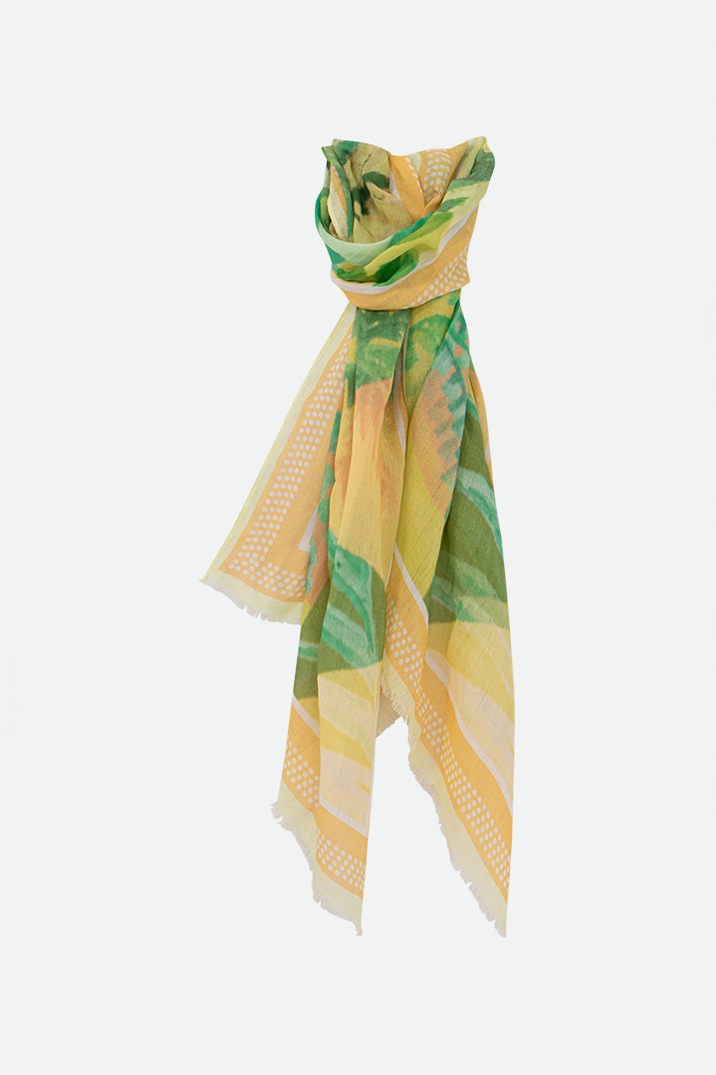 ANISSA - GREEN WATERCOLOUR OASIS SCARF 1