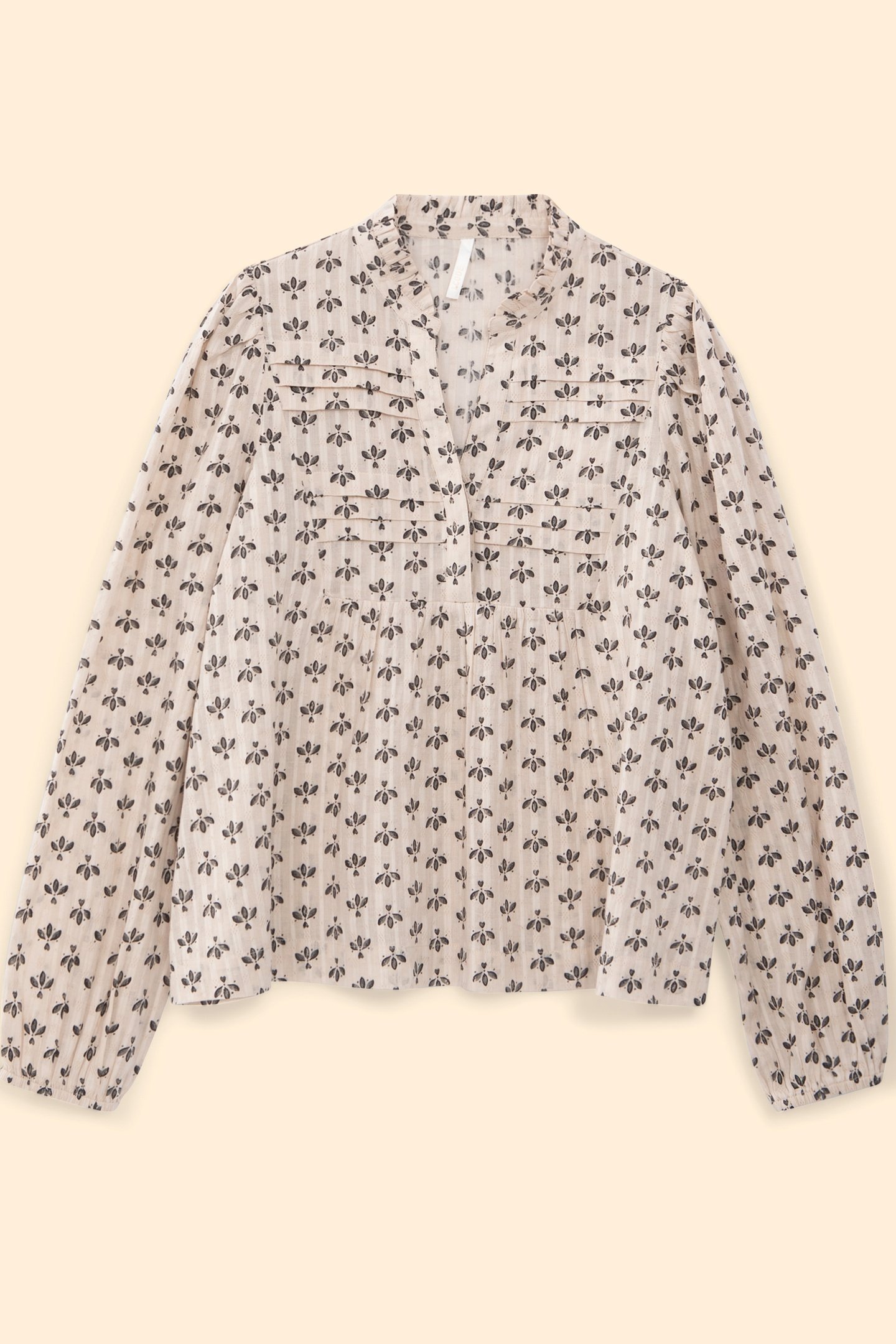 OFF-WHITE BLOUSE WITH BLACK PETAL PRINT OFF-WHITE 4