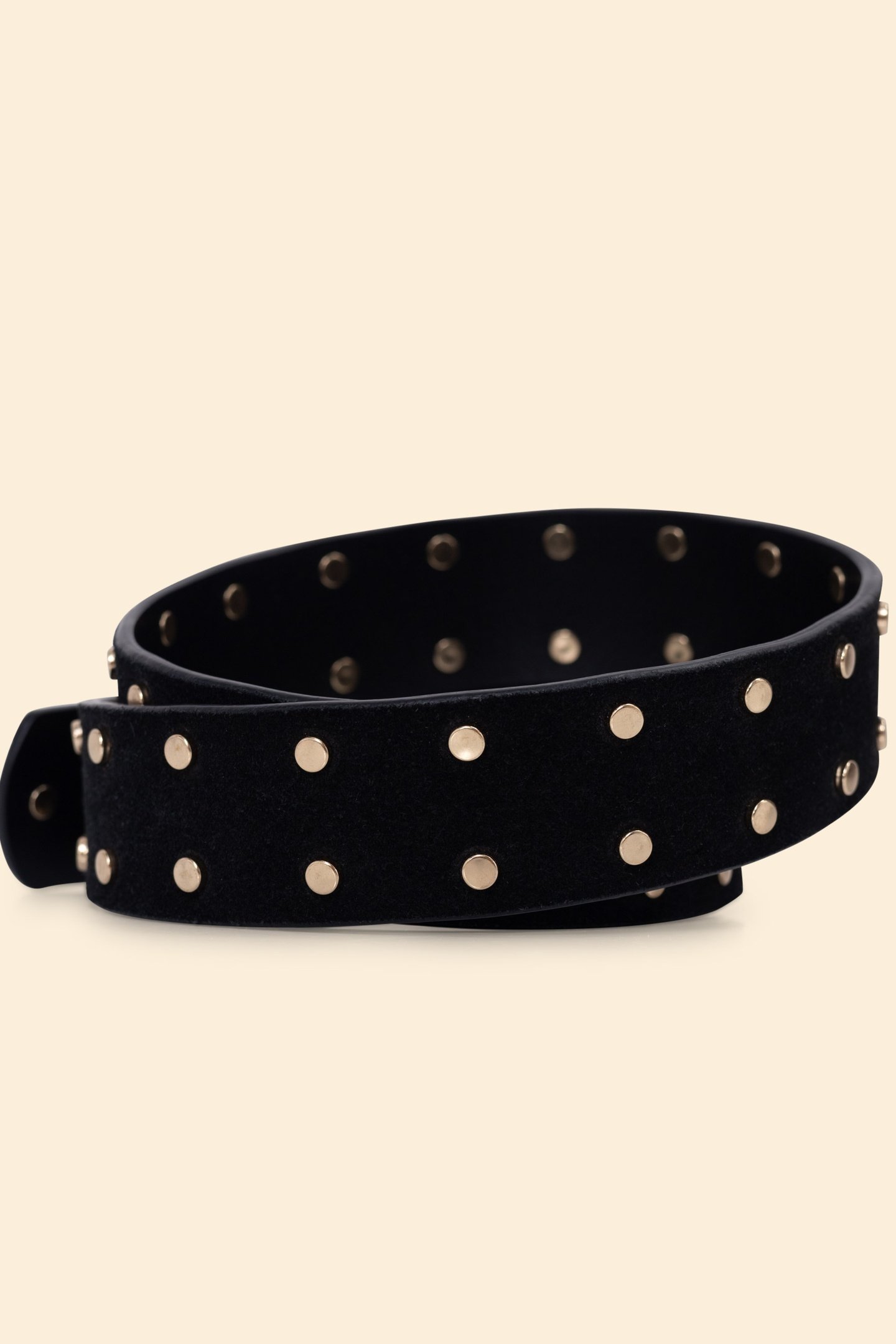 BLACK LEATHER BELT WITH GOLD STUD DECORATION BLACK 2