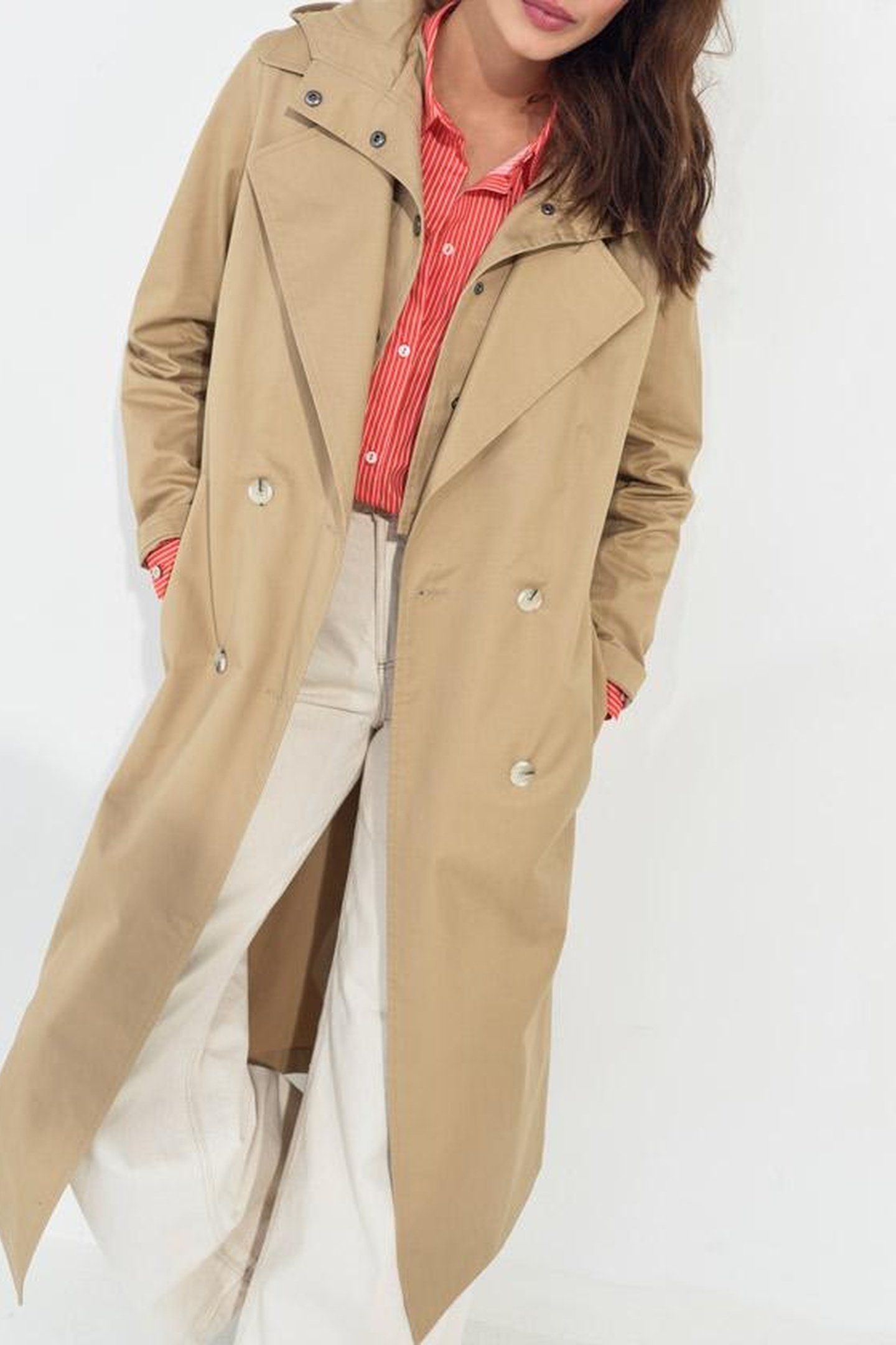 DAYLA - BEIGE ORGANIC COTTON TRENCH COAT WITH REMOVABLE HOOD 2