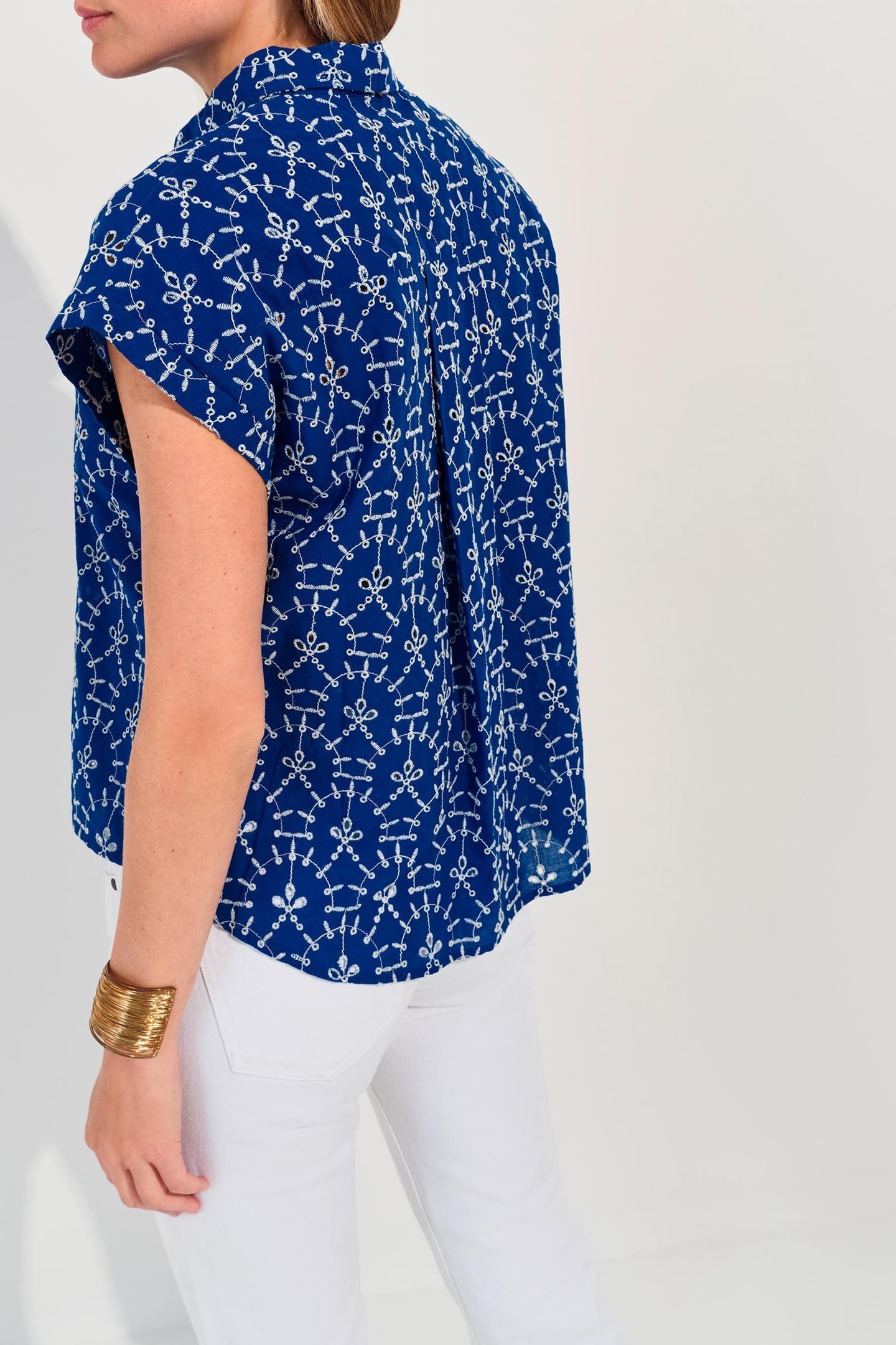 CORNELIA - BLUE SHIRT WITH ALL-OVER EMBROIDERY 5