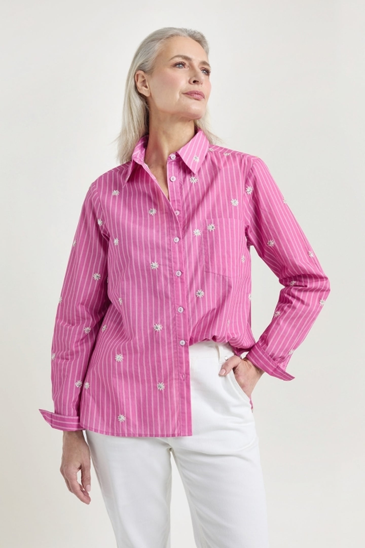 JUUL BLOUSE STRIPE FUCHIA 4