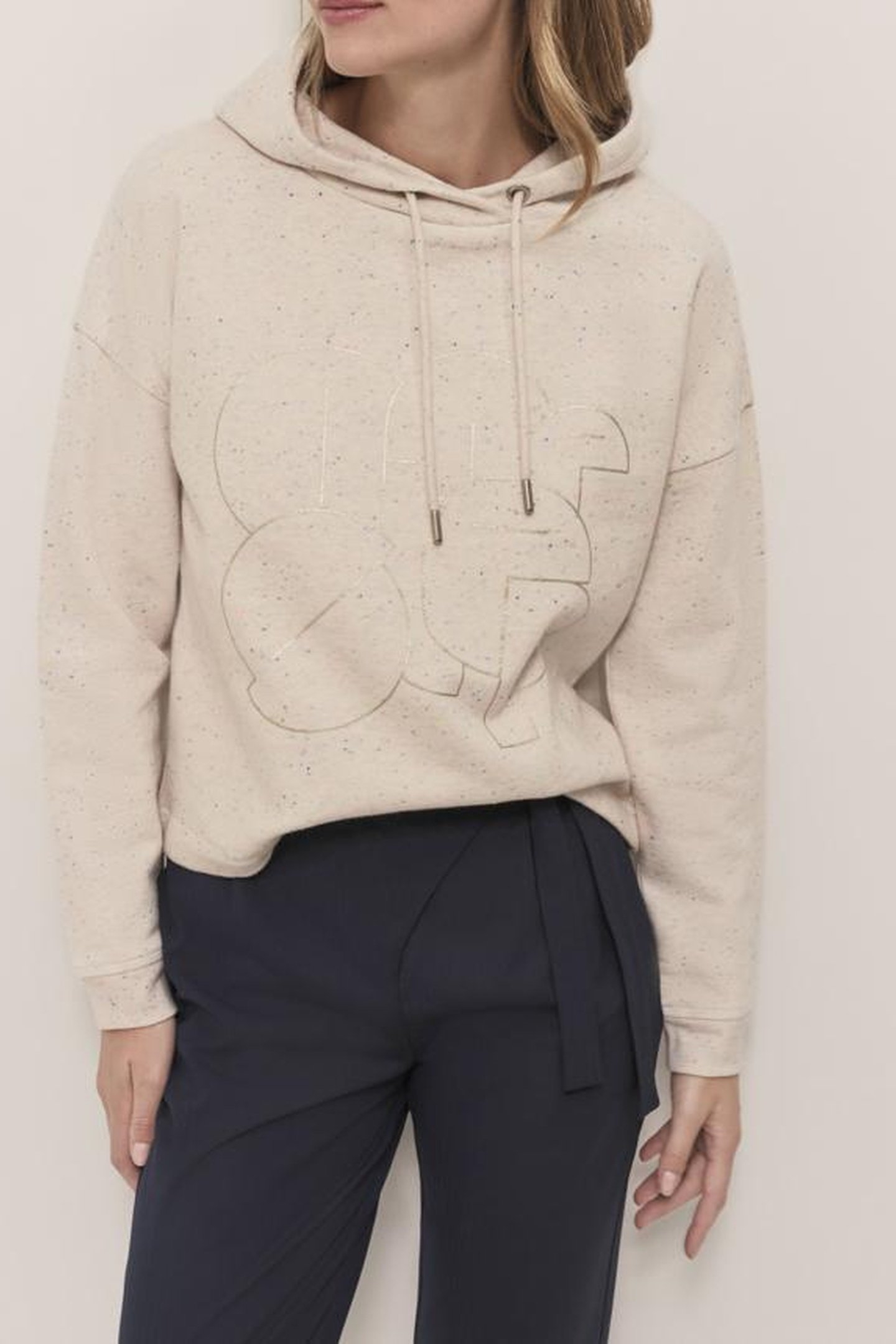 MAGIE - IVORY FLEECE SWEATSHIRT WITH DOUPIONS AND MONOGRAM S 1