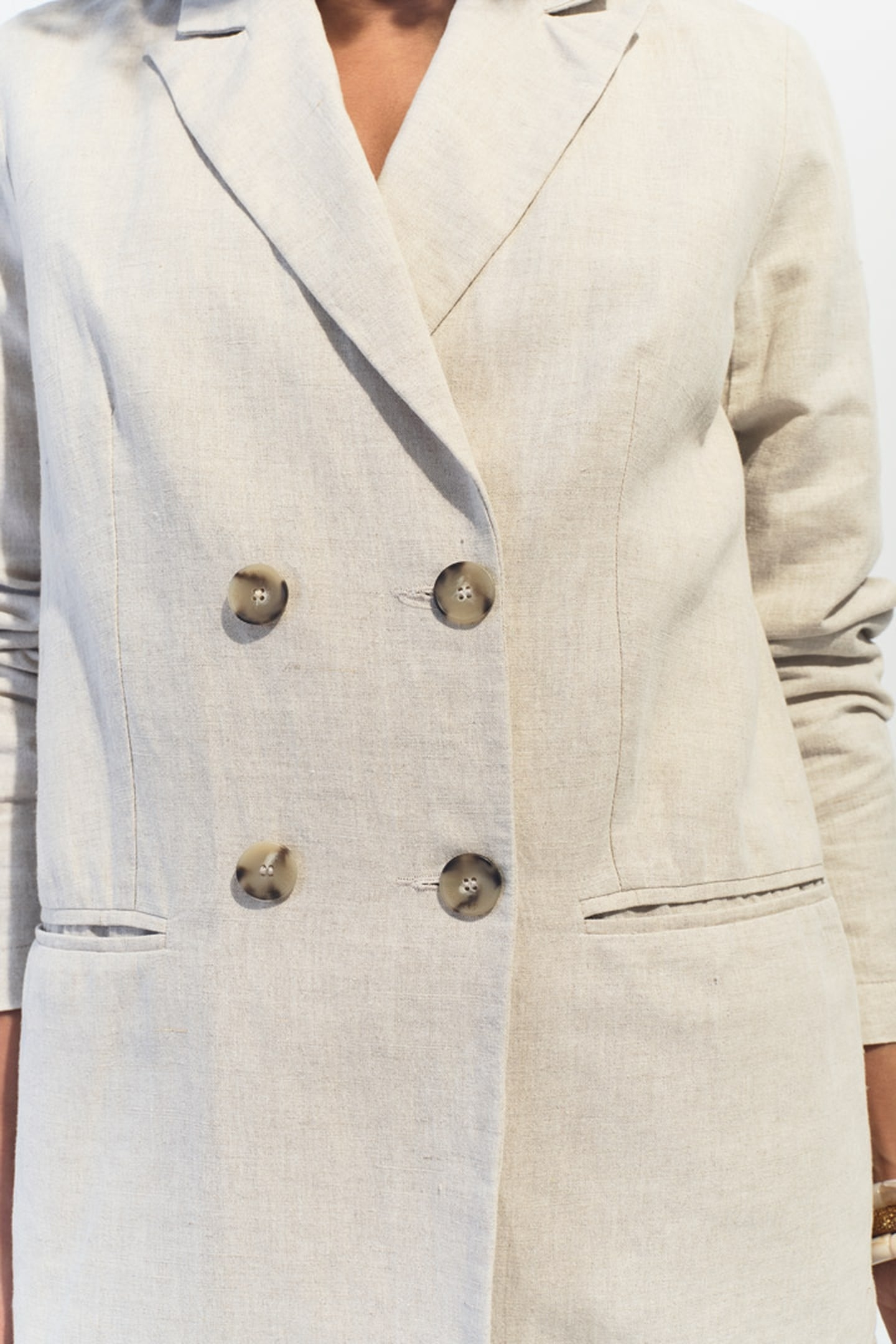 VITORIA - HEATHERED BEIGE SUIT JACKET IN LINEN AND COTTON 6