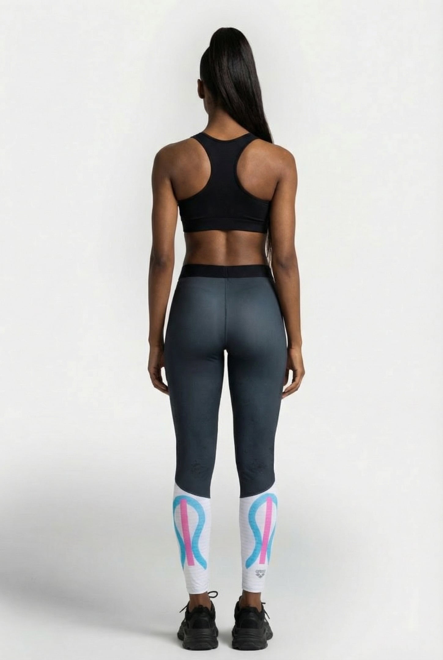 W CARBON COMPRESSION LONG TIGHTS DARK GREY-WHITE 2