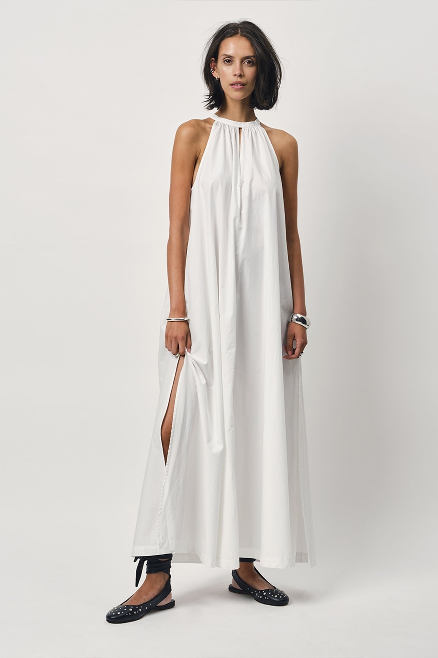 ISADORA MAXI HALTER DRESS OPTIC WHITE 1