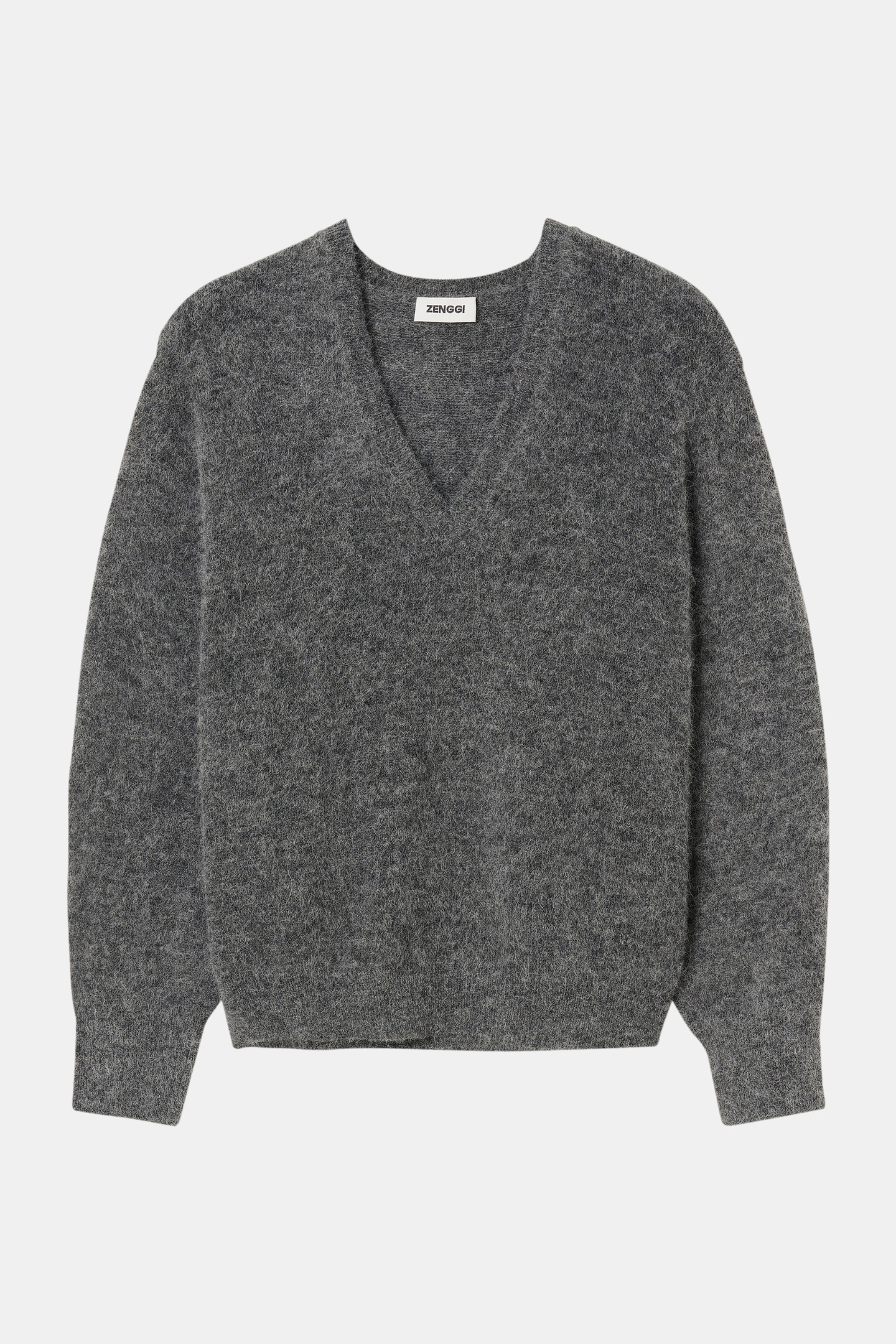 ALPACA RELAXED V-NECK PULLOVER CHARCOAL 3