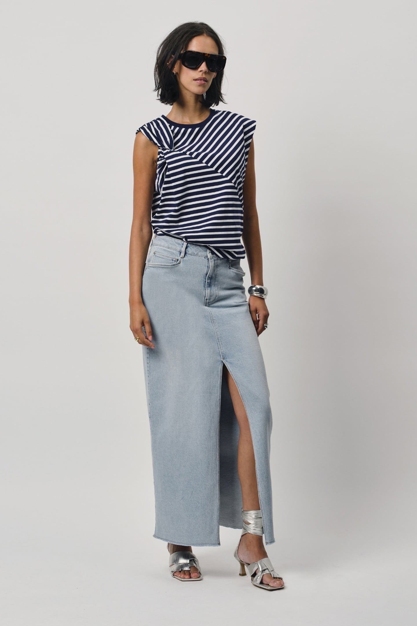 FERAL DENIM MAXI SKIRT WORN BLUE 1