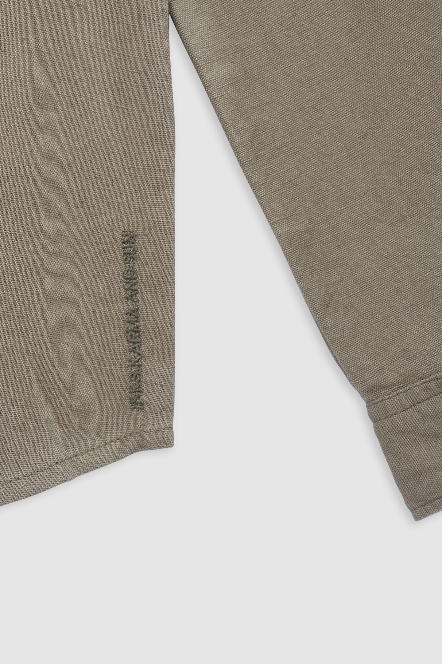 KHAKI COTTON AND LINEN MIX SHIRT 4