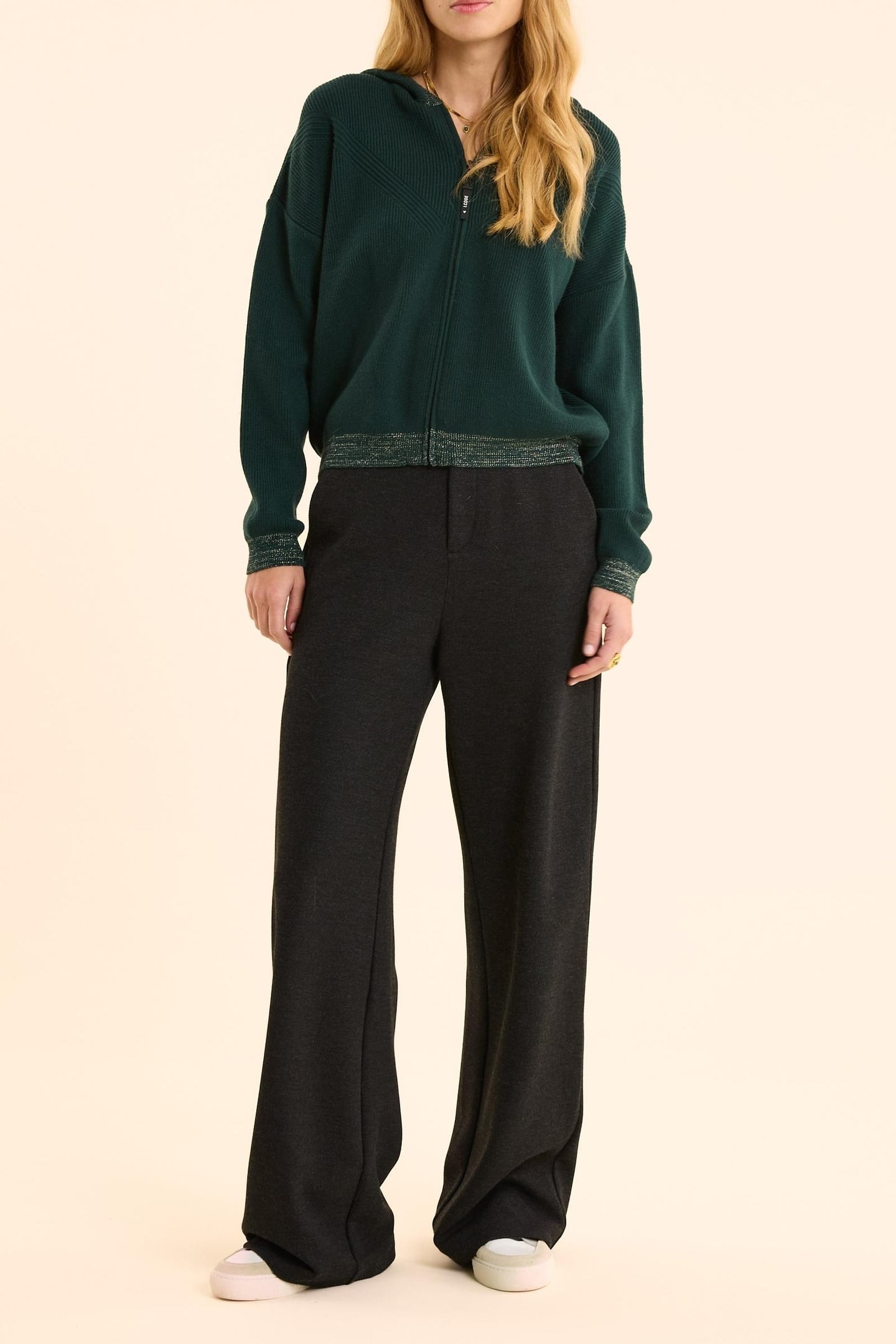 BLACK KNITTED HOODED CARDIGAN BLACK 2