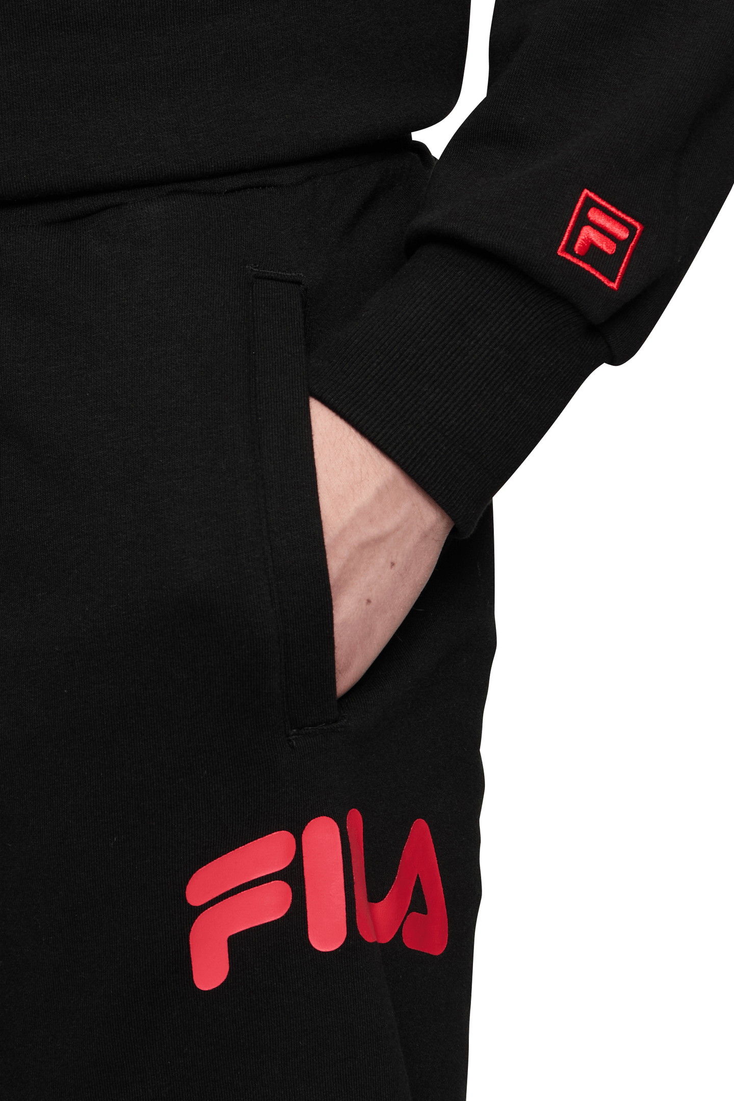 LAGESSE LOOSE SWEAT PANTS BLACK-TRUE RED 6