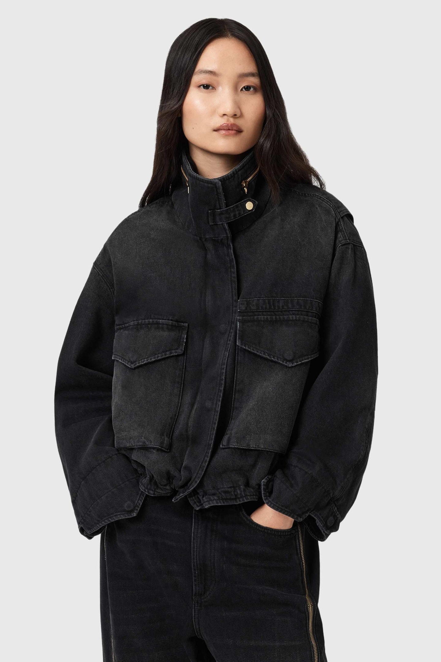 CLAY ZIP JACKET WASHED BLACK 1