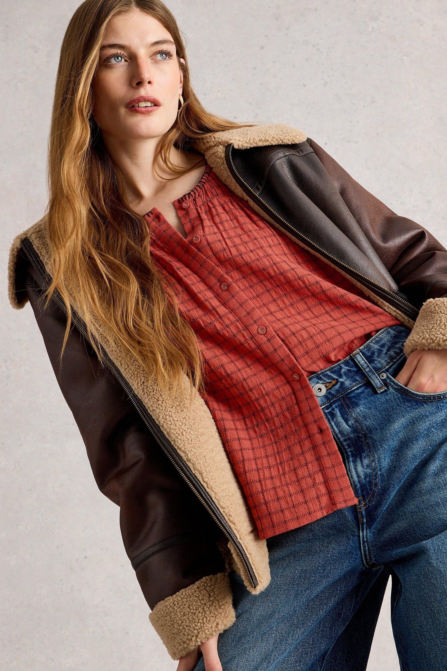 TASHA CHECK TOP MID RED 5