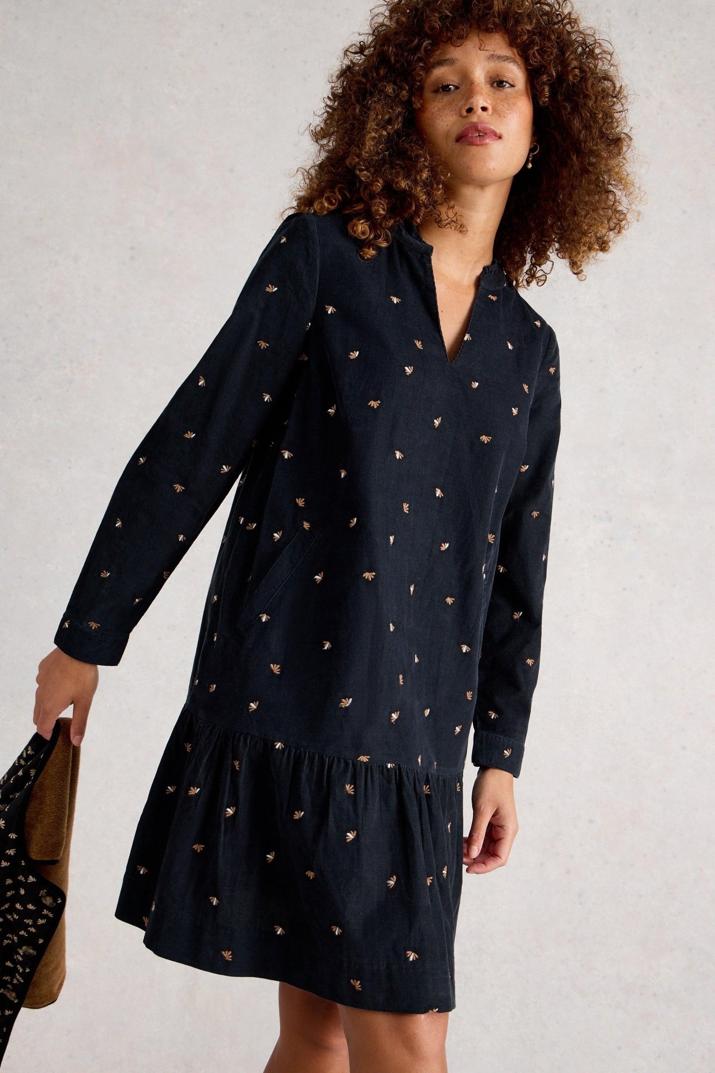 DARIA CORD EMBROIDERED DRESS BLACK MULTI 2