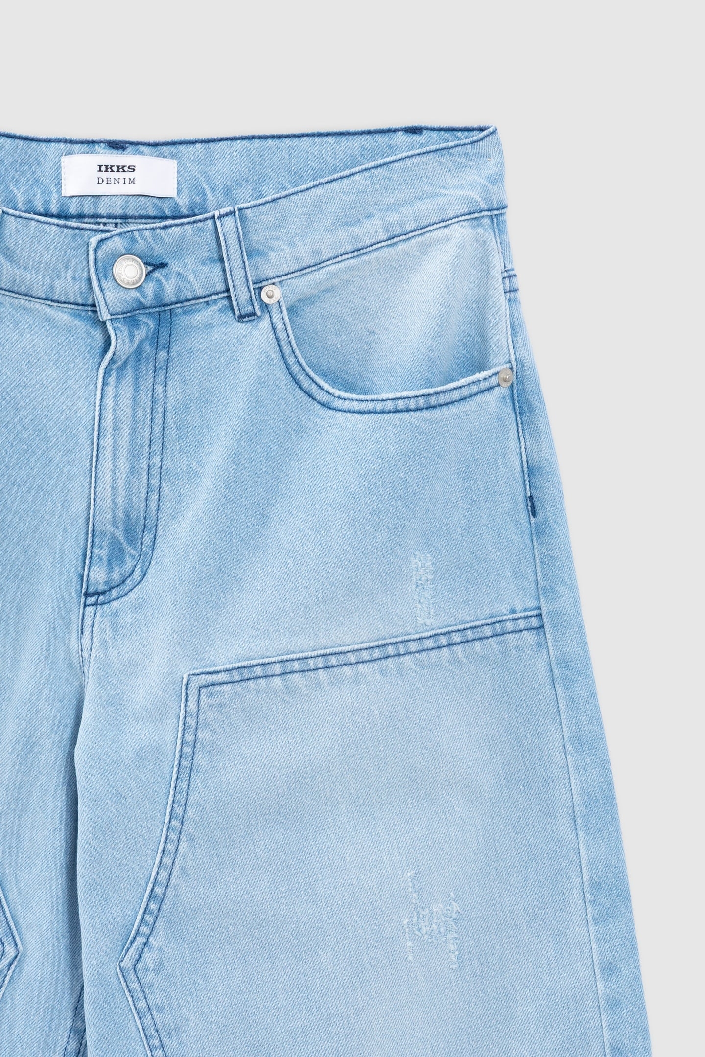 WIDE-LEG LIGHT BLUE DENIM JEANS WITH WORN EFFECT 4