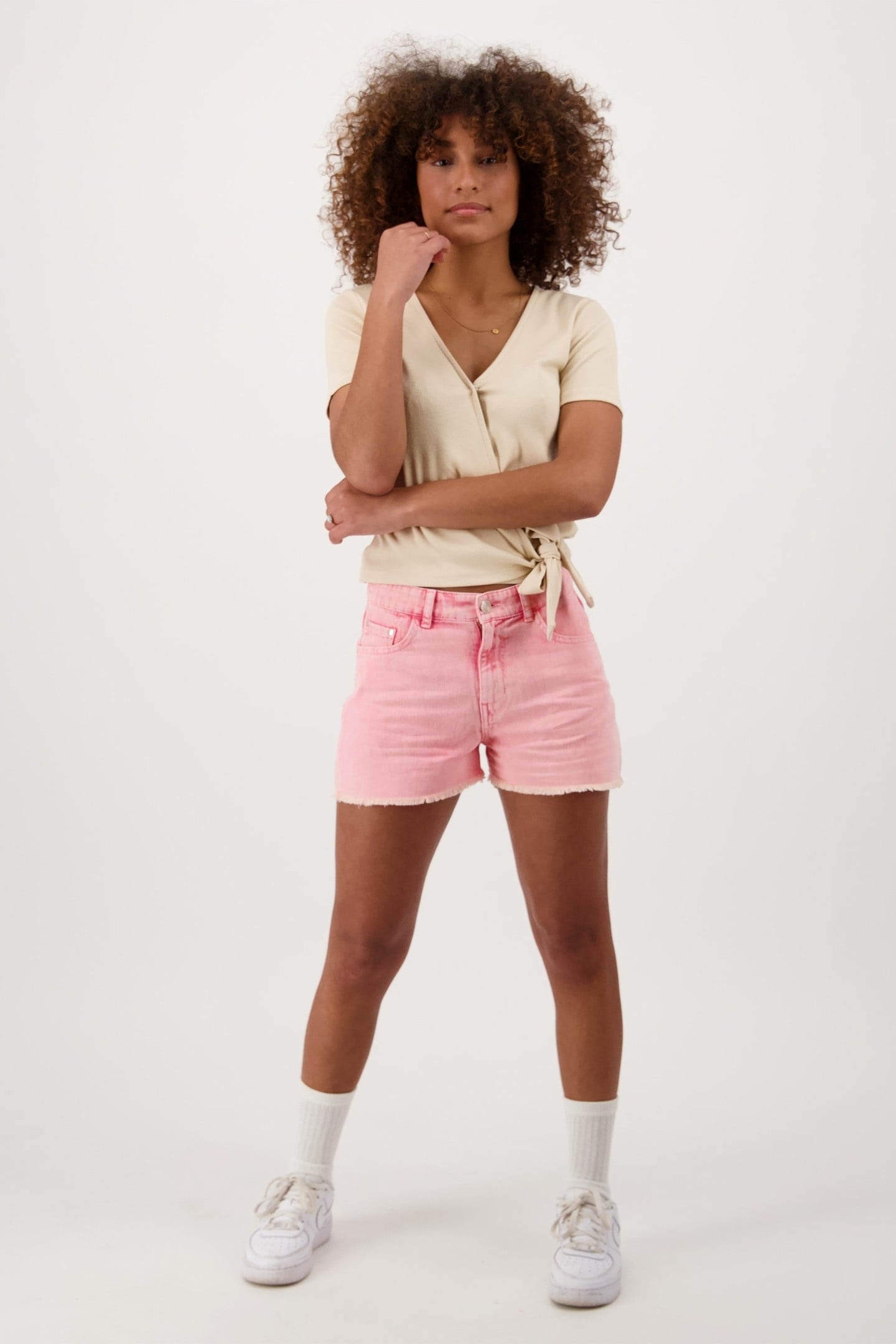 SEA COLOR SHORT JEANS VINTAGE PINK 1