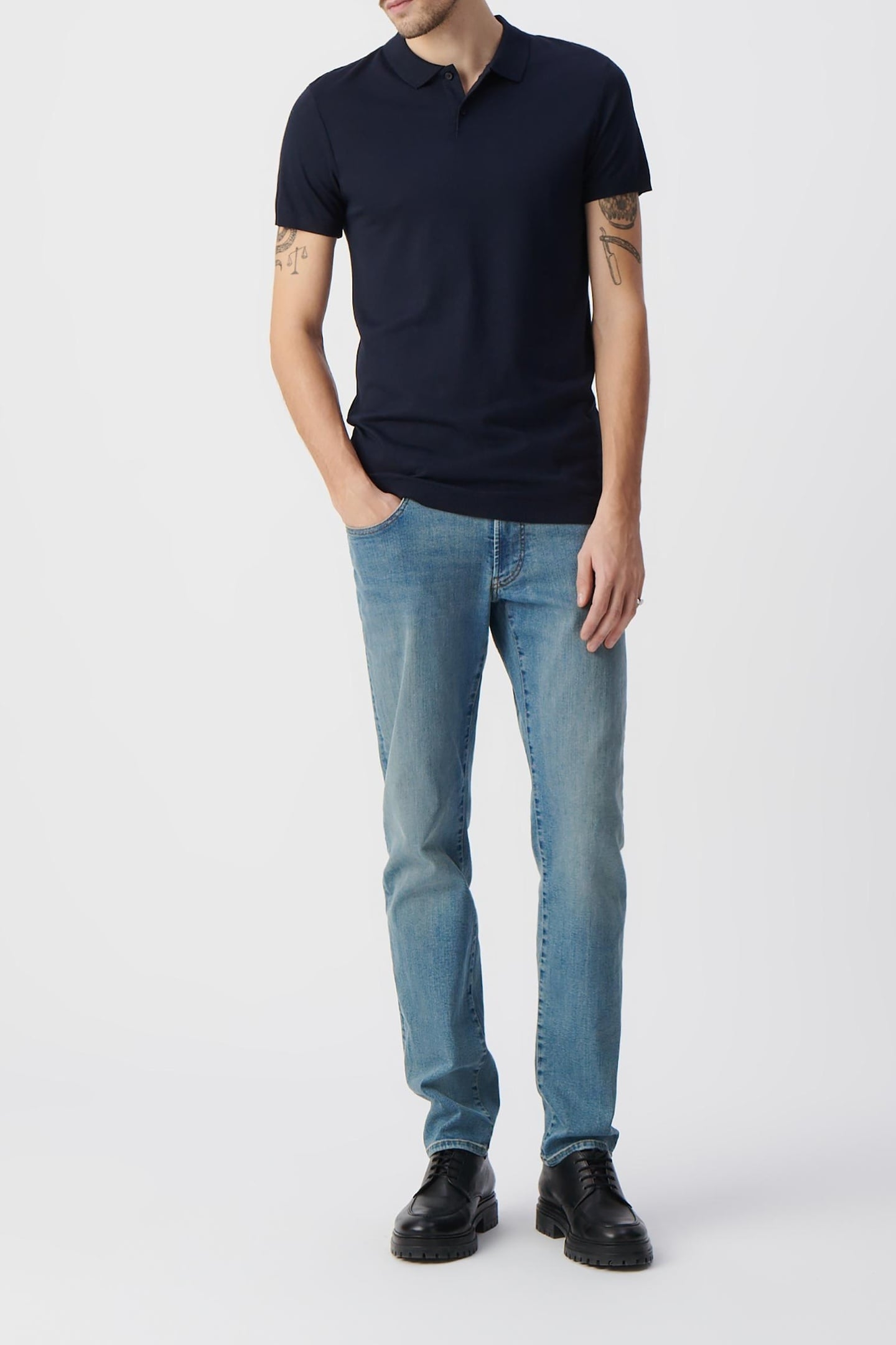 NAVY MODAL COTTON POLO SHIRT 1