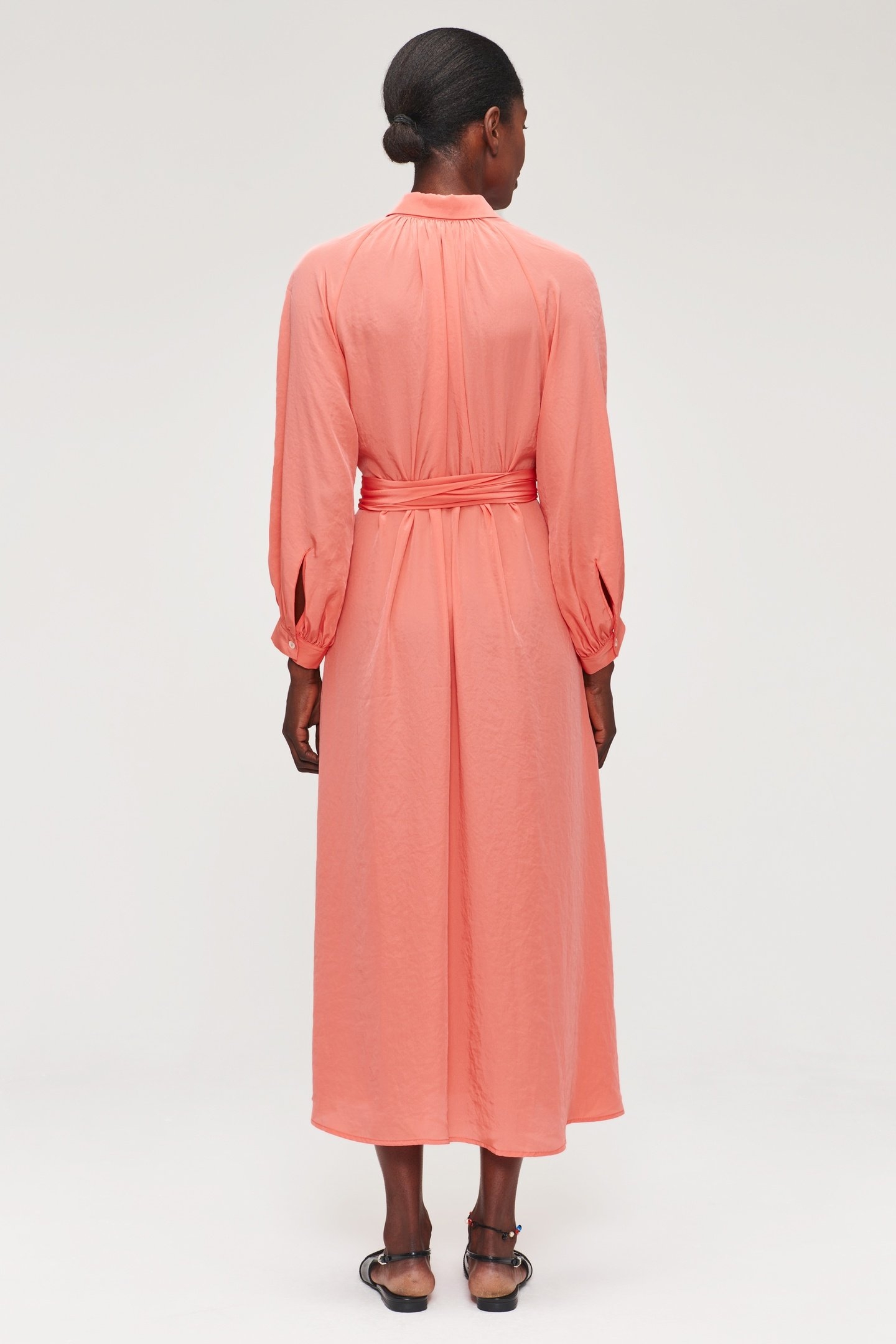 TECHNOSILK GATHERED DRESS RADIANT CORAL 2