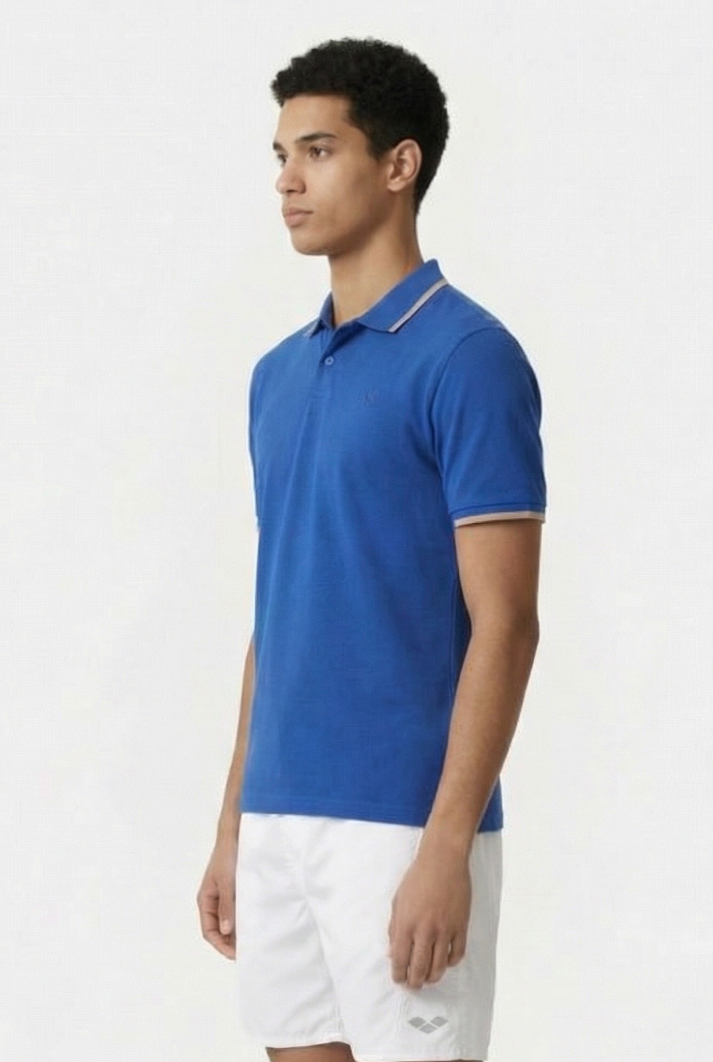 MEN'S POLOSHIRT ARENA TRIM COTTON PIQUET ROYAL-SALMON PINK 3