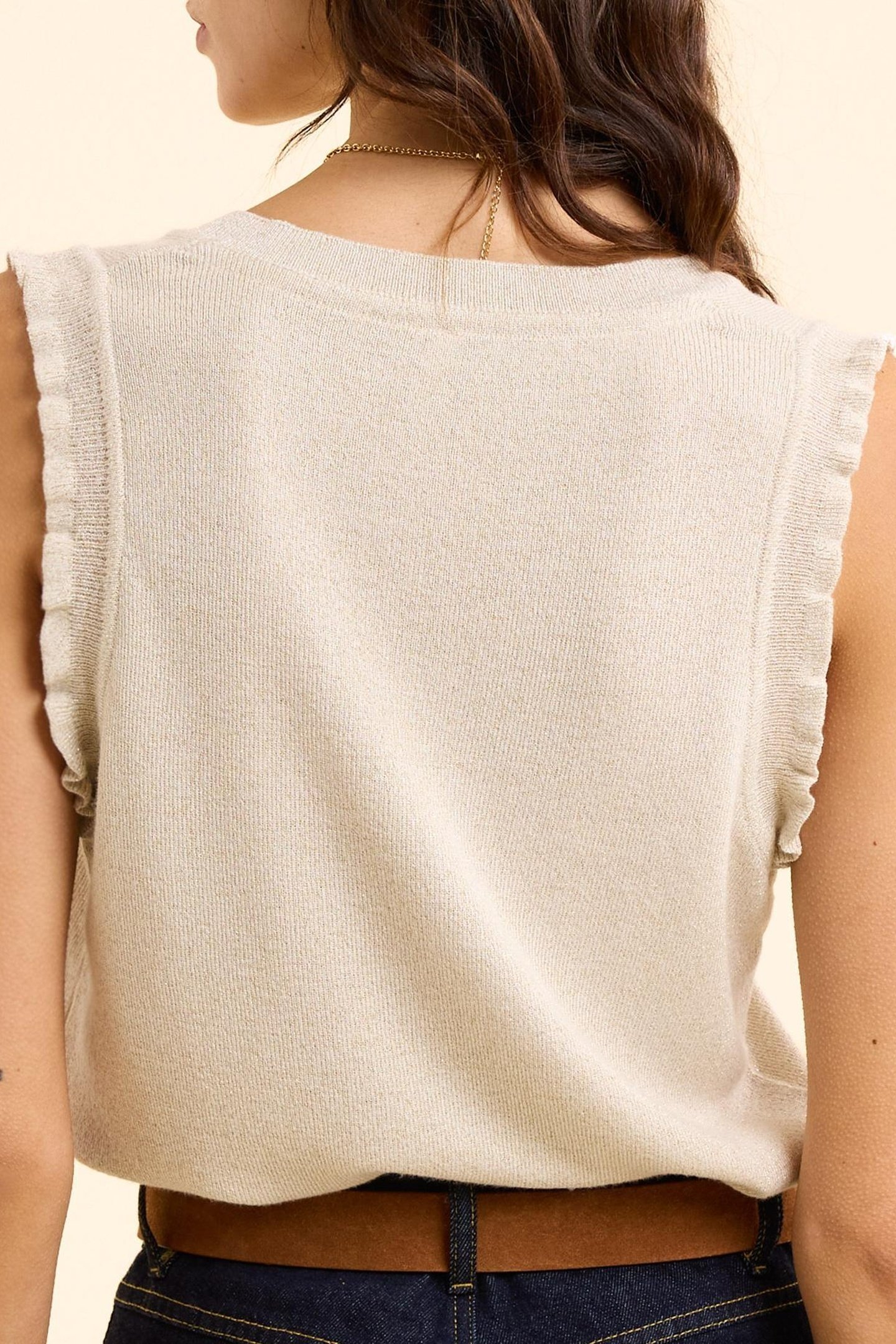 SLEEVELESS GOLD SWEATER LUREX KNIT ECRU 4