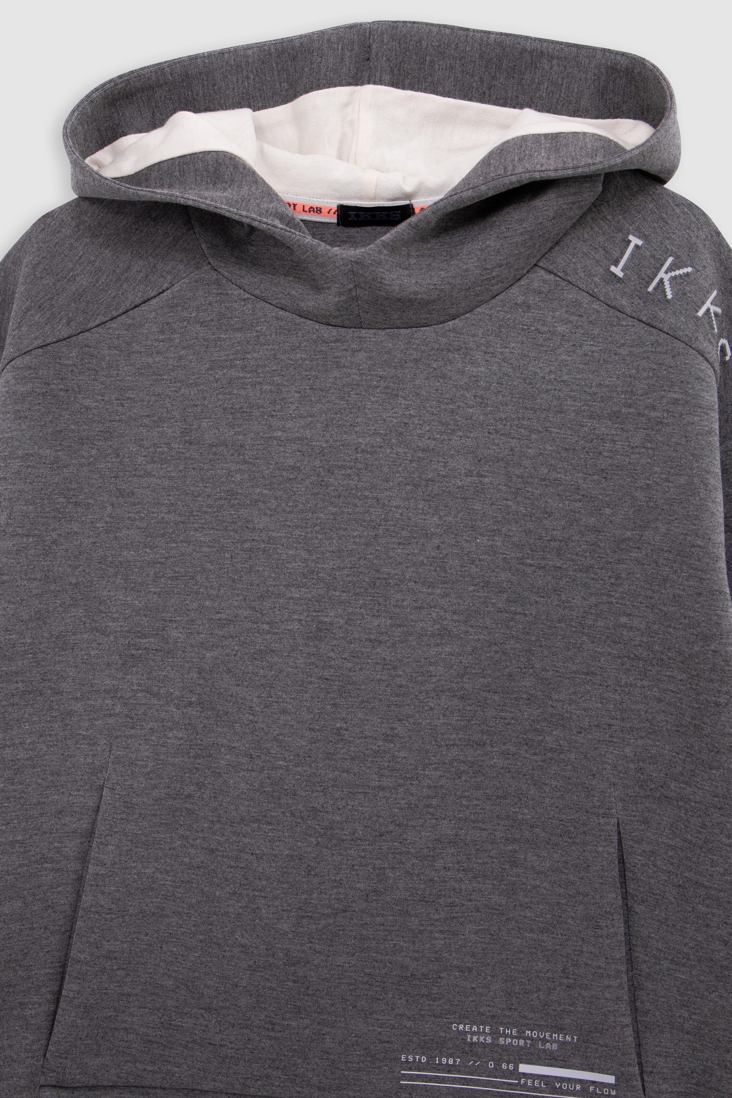 BOY'S ECRU HOODIE, REFLECTIVE SLEEVES, EMBOSSED SLOGAN 2