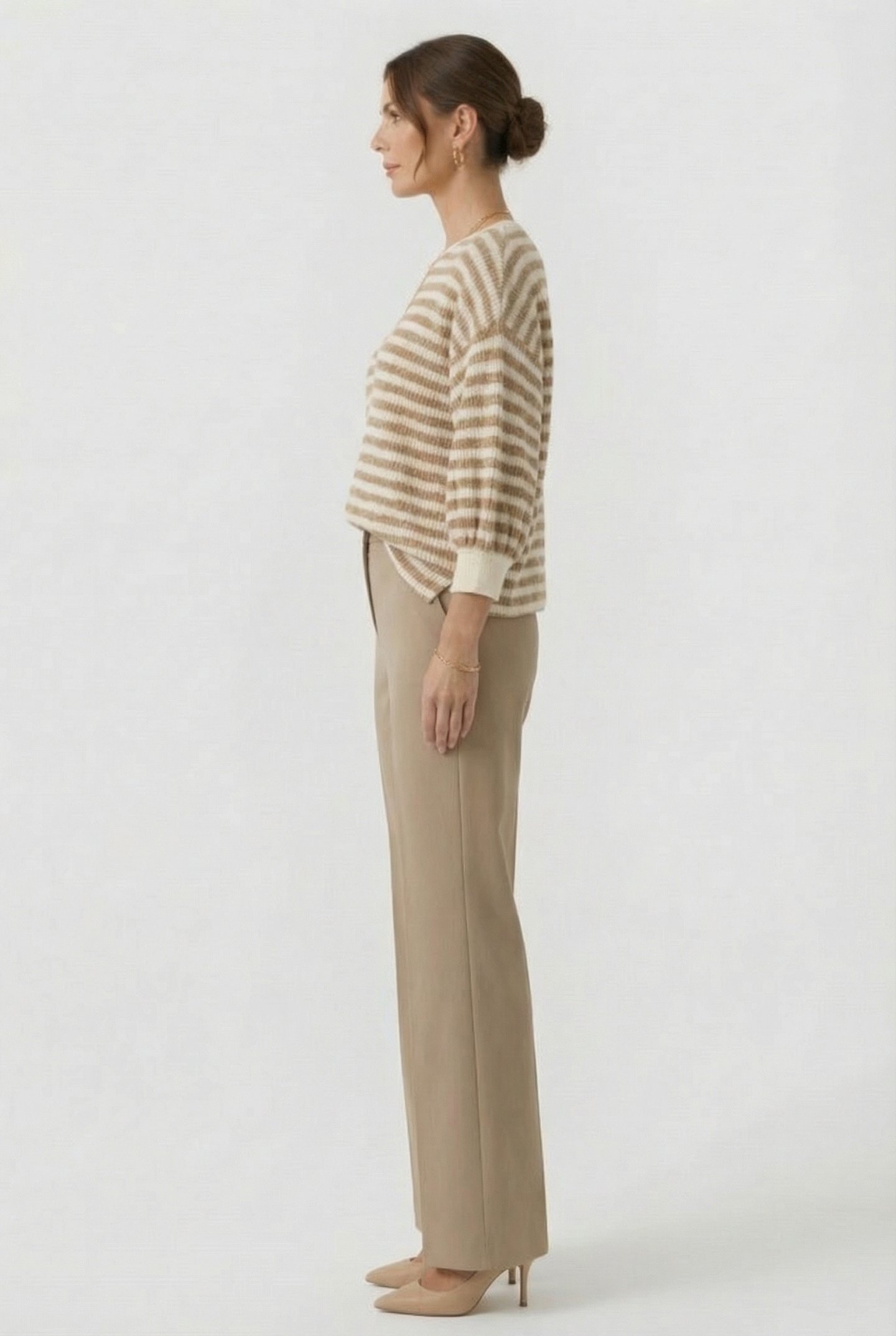 JERSEY SWEATER WAFFLE LUREX STRIPE KHAKI 3