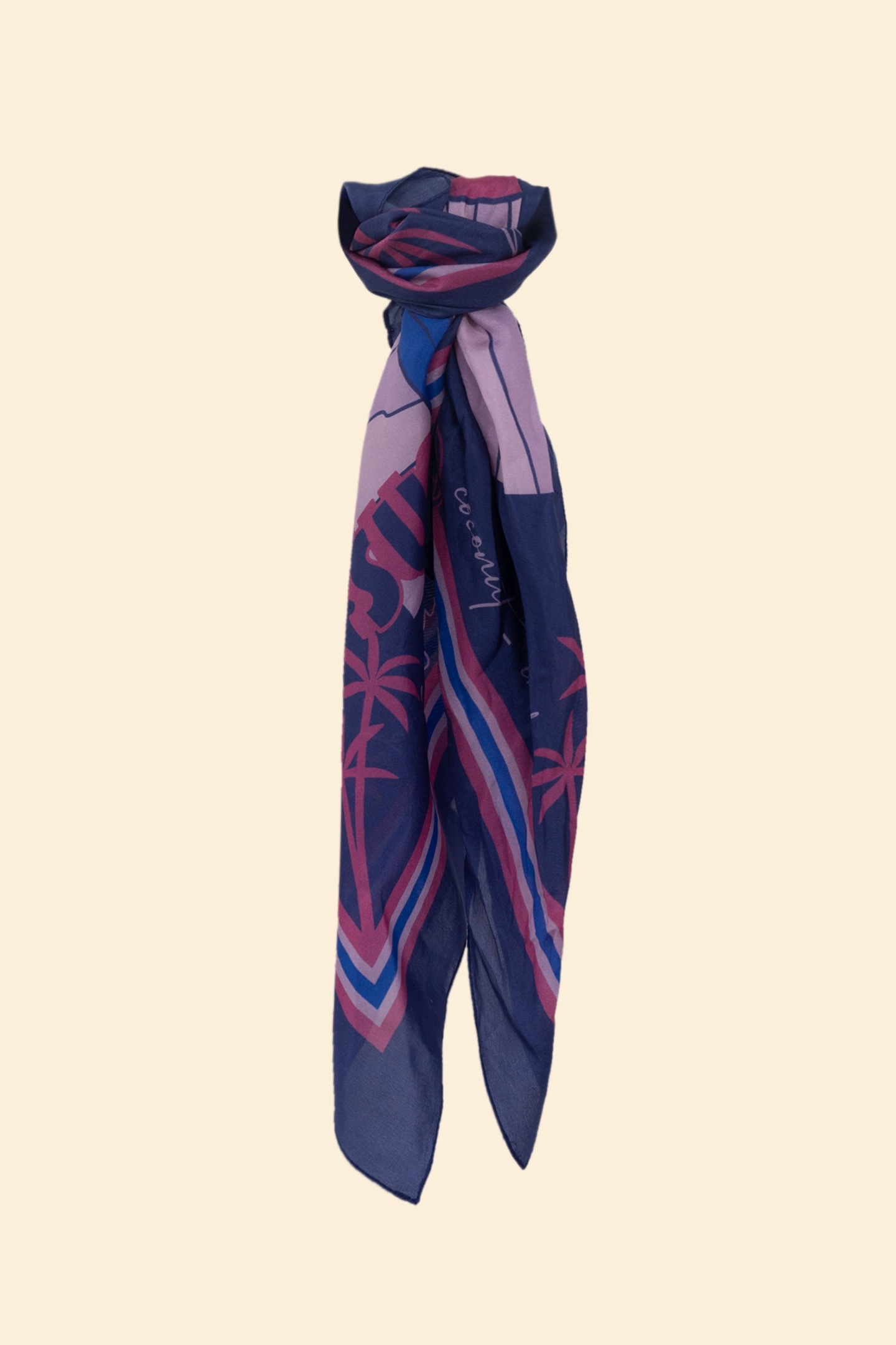 INDIGO SUNSET AND PALM TREE SCARF INDIGO 4