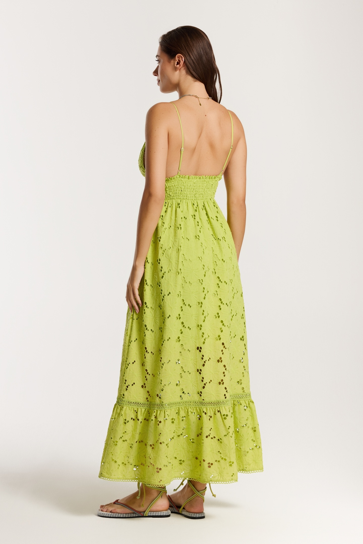 JASMIN DRESS FLOWER BRODERIE GREEN FLOWER BRODERIE 5