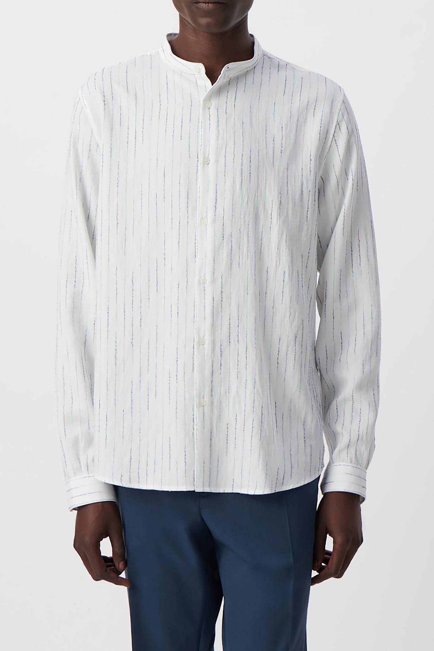 WHITE REGULAR SHIRT WITH EMBROIDERED STORM STRIPES 2