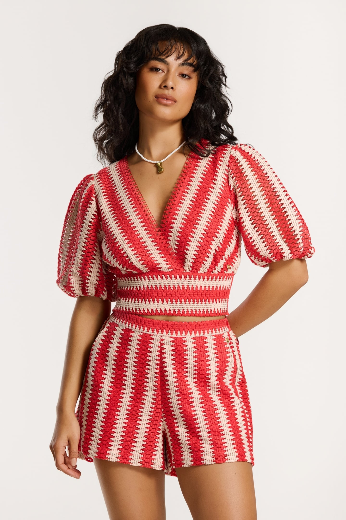 MAIA CROCHET SHORTS RED HIBISCUS CROCHET 6