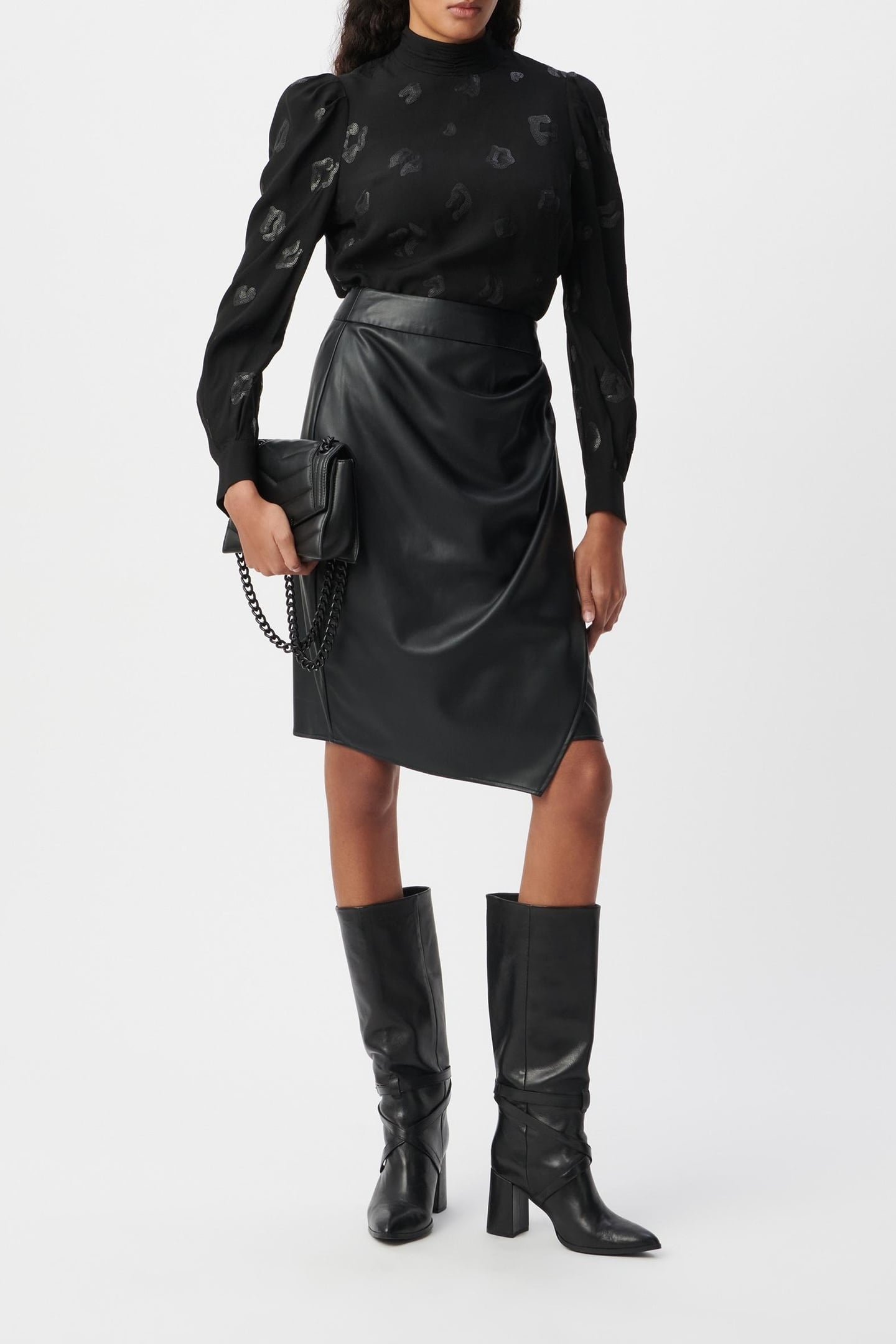 BLACK PENCIL WRAP SKIRT 1