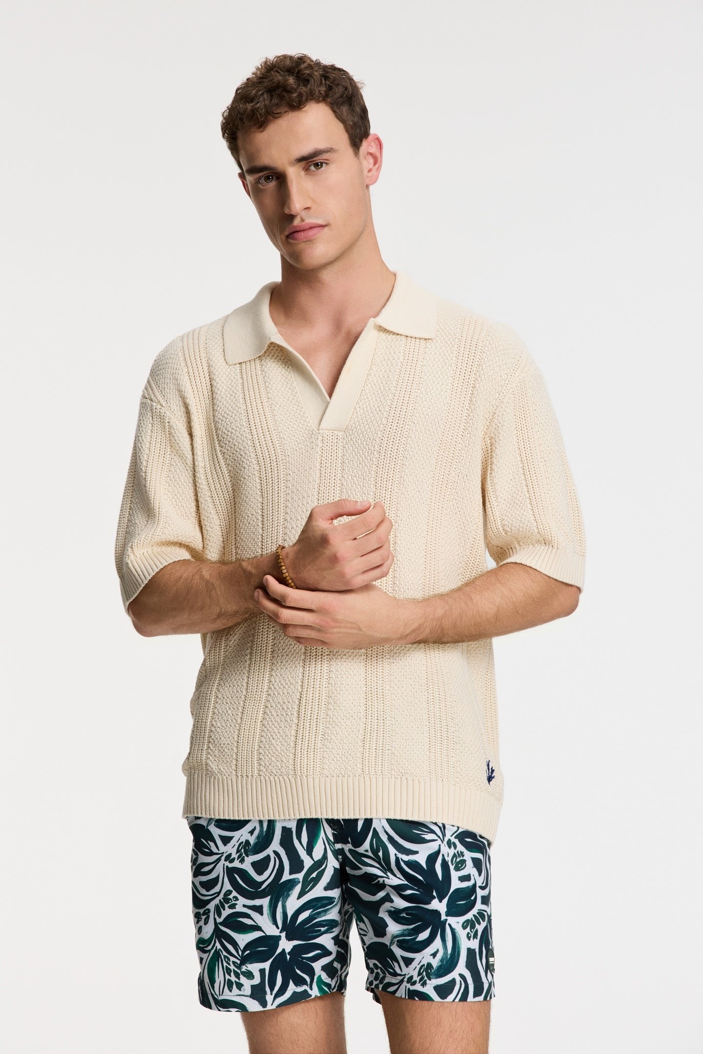 PITT KNITTED POLO SOLID BEIGE 1