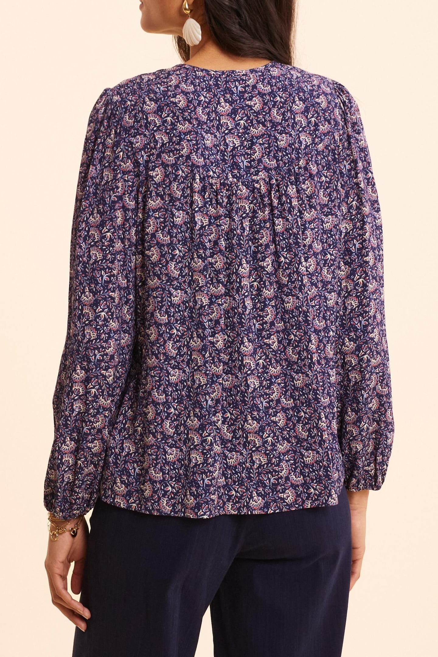 NAVY BLOUSE WITH ROCK FLORAL PRINT MARINE 4