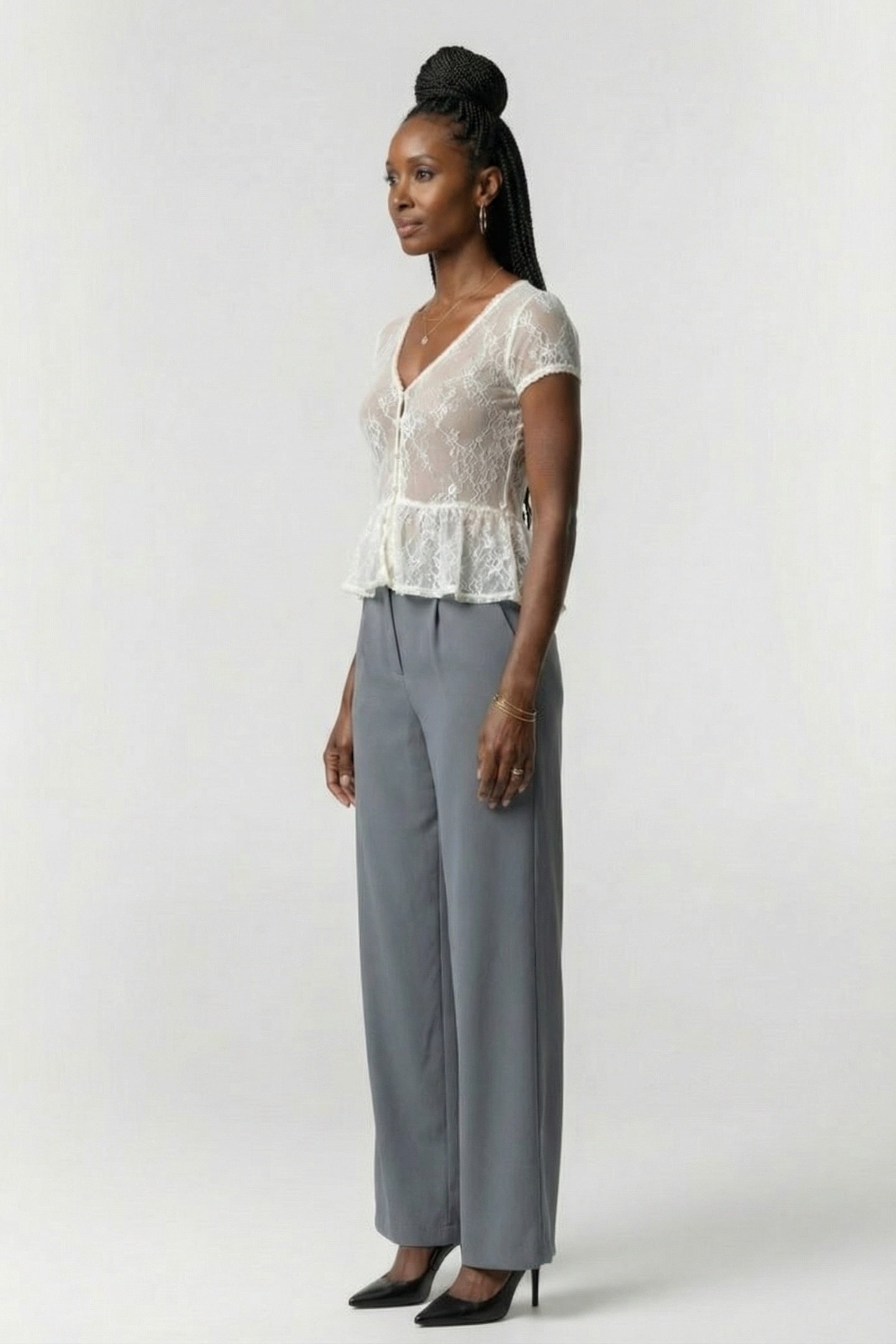 BUTTON THRU LACE TEE ANCIENT WHITE 3