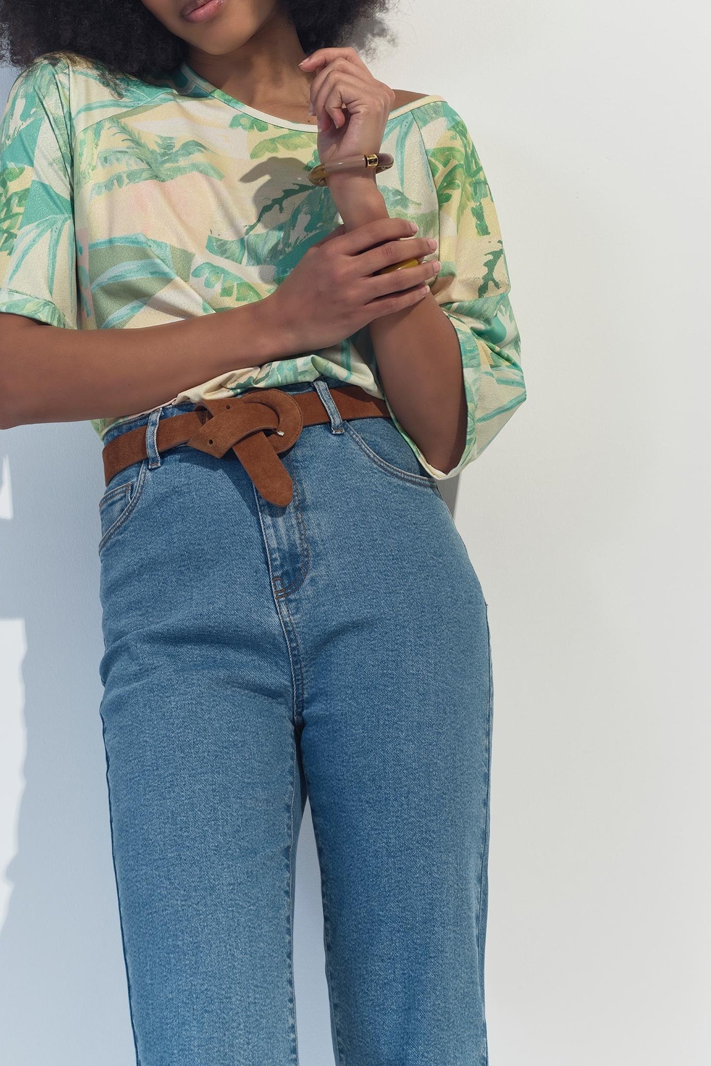 MANU - YELLOW WATERCOLOUR OASIS PRINT T-SHIRT 6