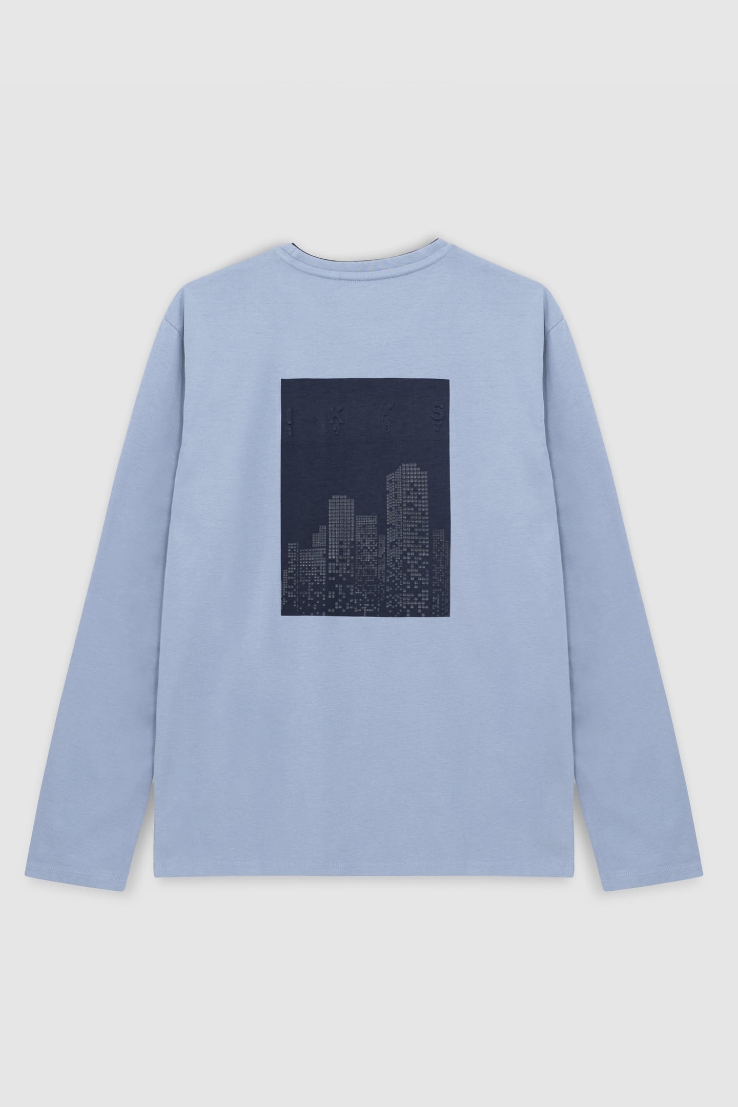 BOY'S BLUE ORGANIC COTTON T-SHIRT, SHINY BUILDINGS ON BACK 3