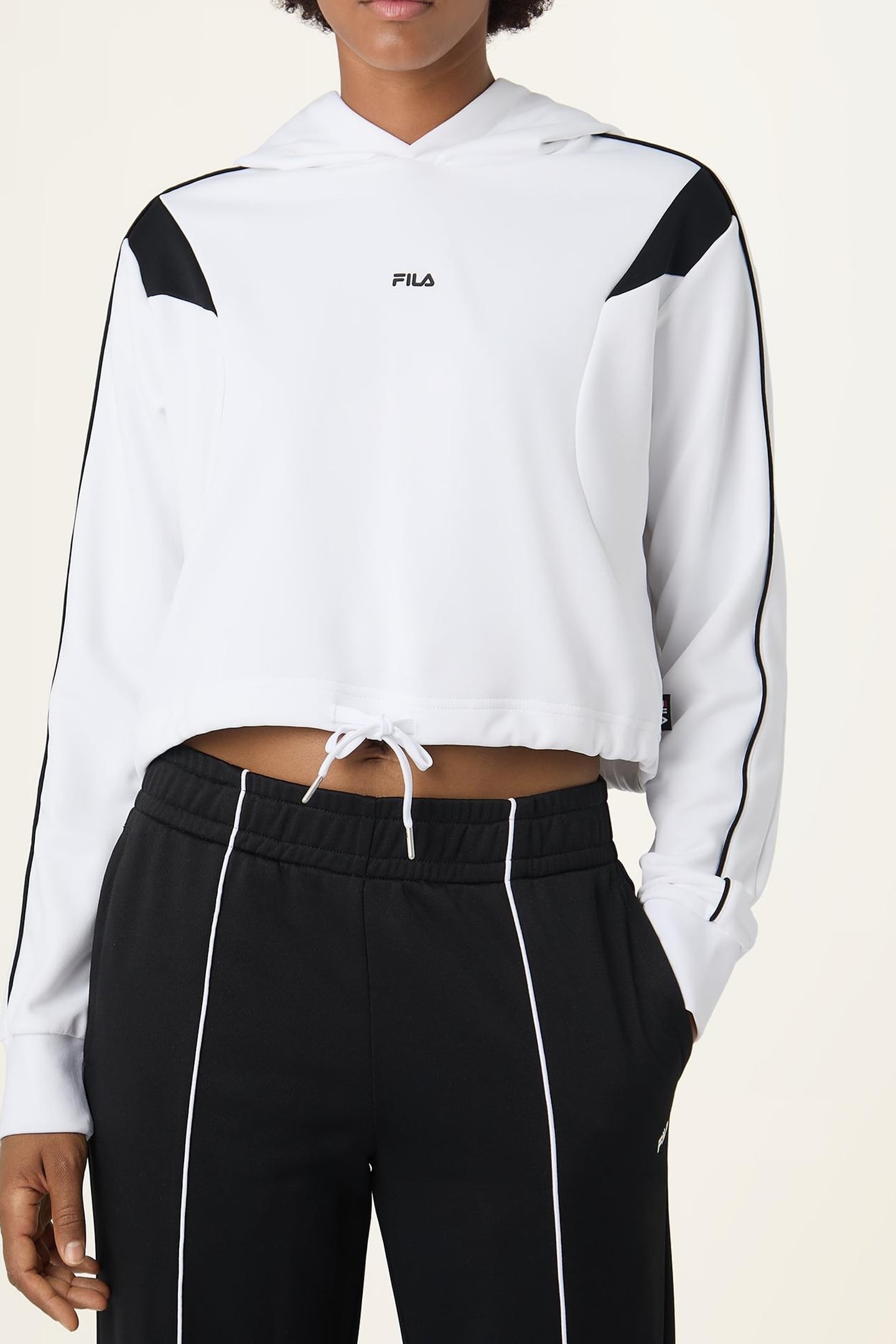 RIVOLI RELAXED CROPPED GRAPHIC HOODIE BRIGHT WHITE-BLACK 1