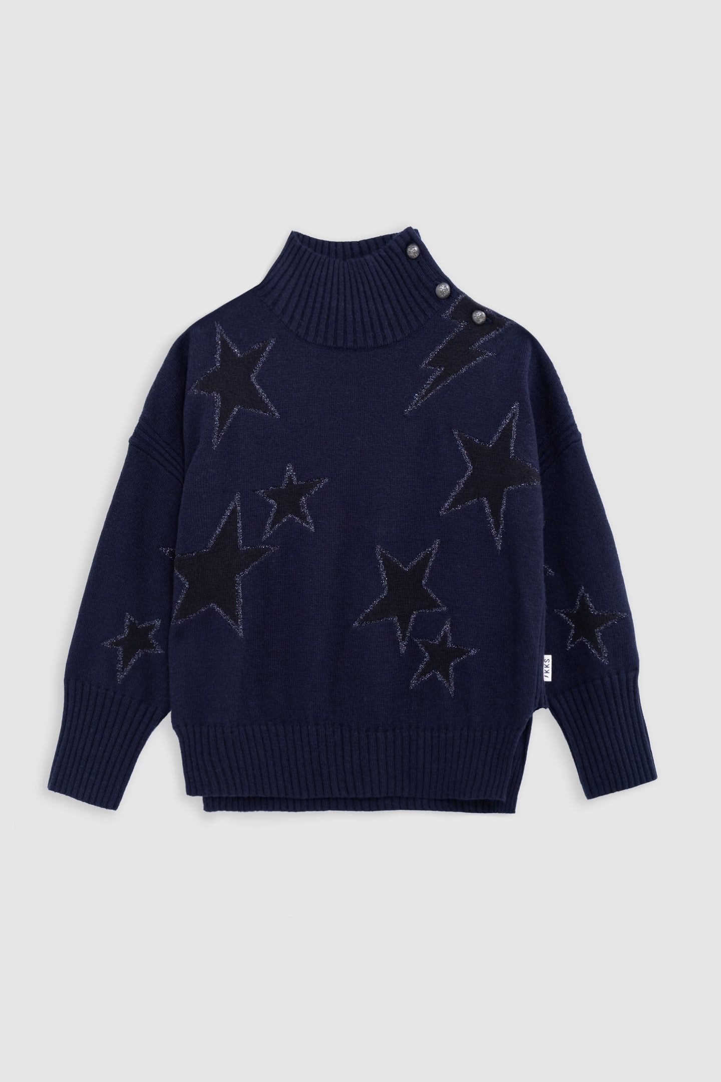 GIRL'S INTARSIA STARS NAVY KNIT SWEATER 1