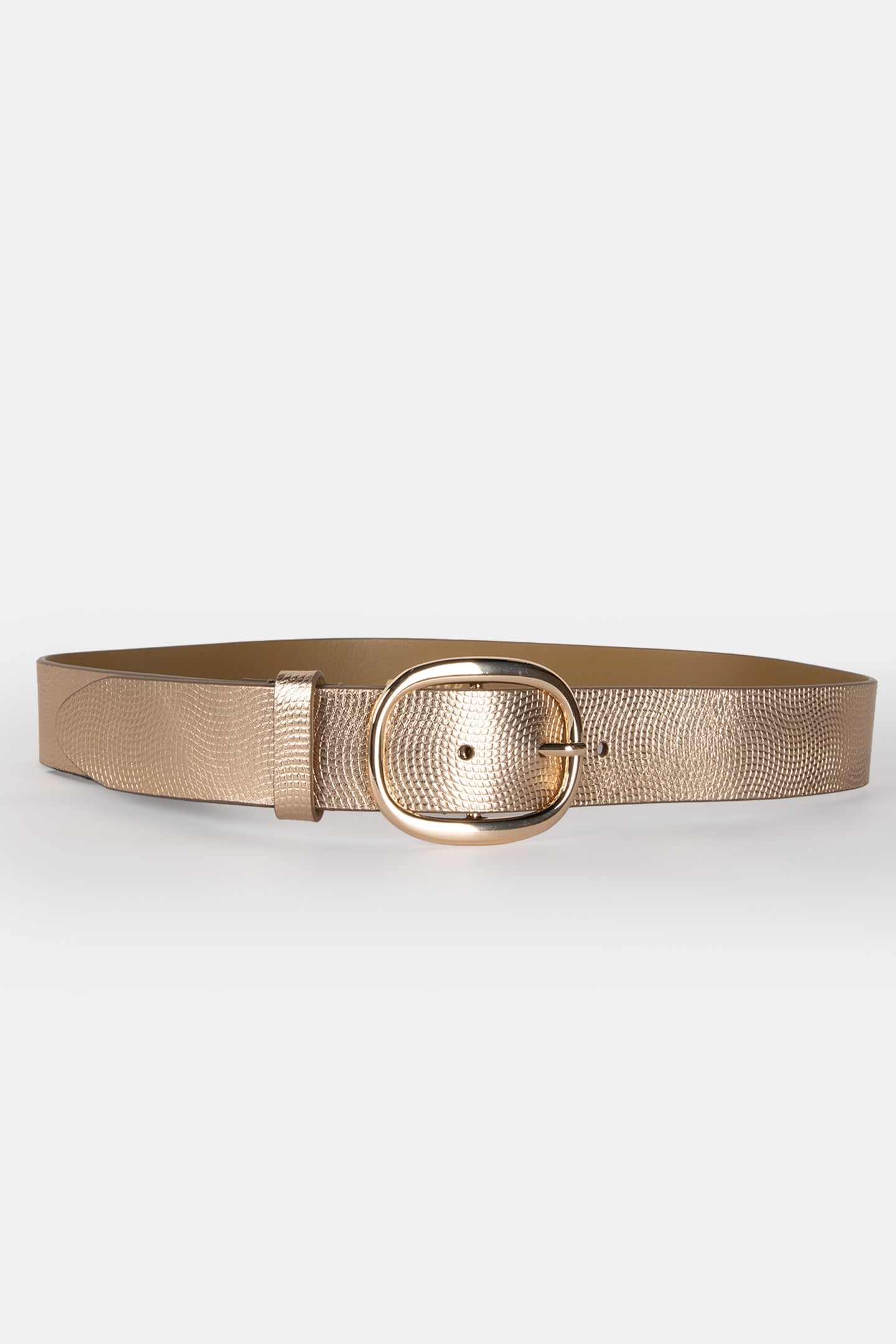 ALIA - GOLD CERTIFIED EMBOSSED LEATHER BELT WITH ENGRAVED BU 3