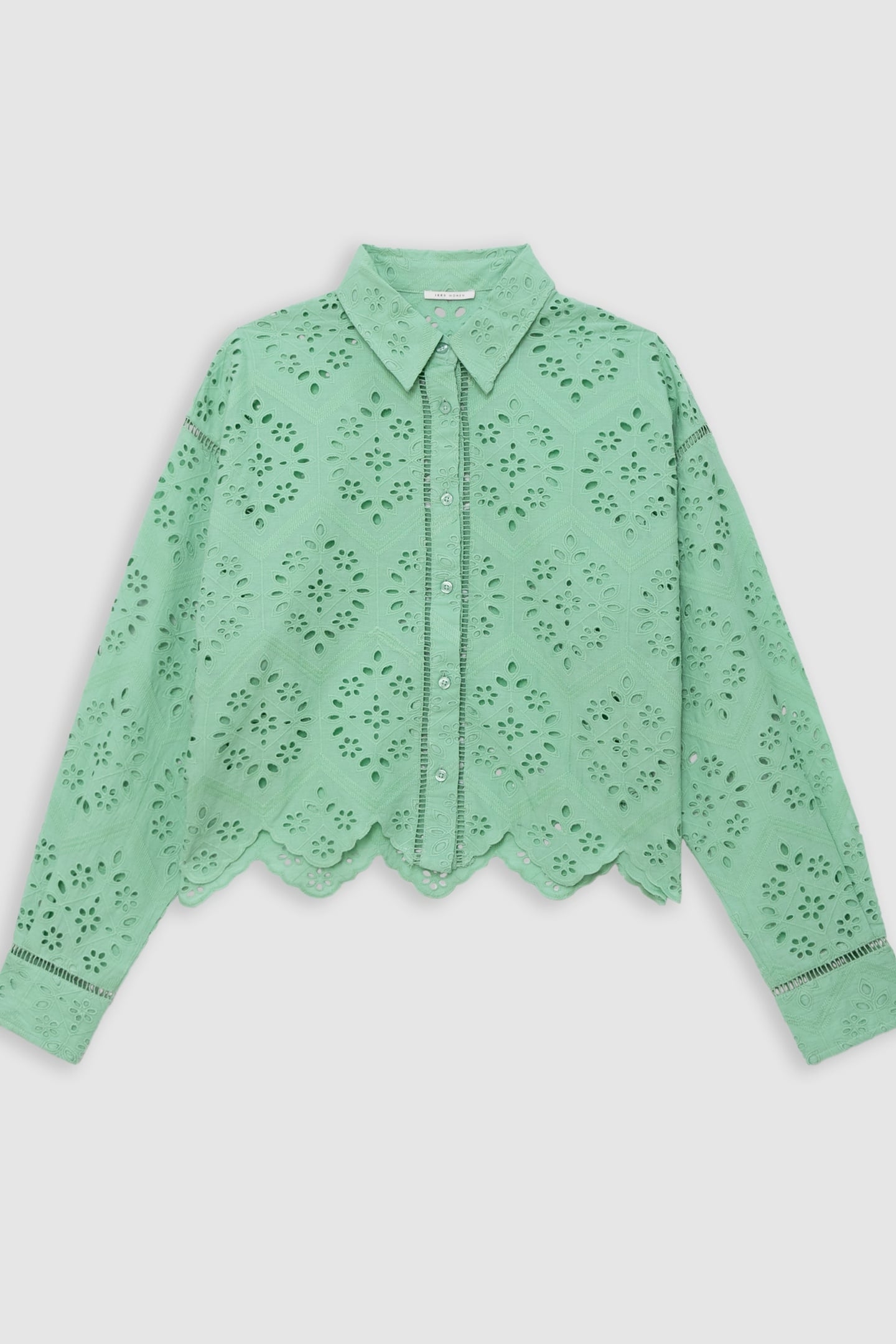 GREEN ORGANIC COTTON EYELET EMBROIDERY SHIRT 4