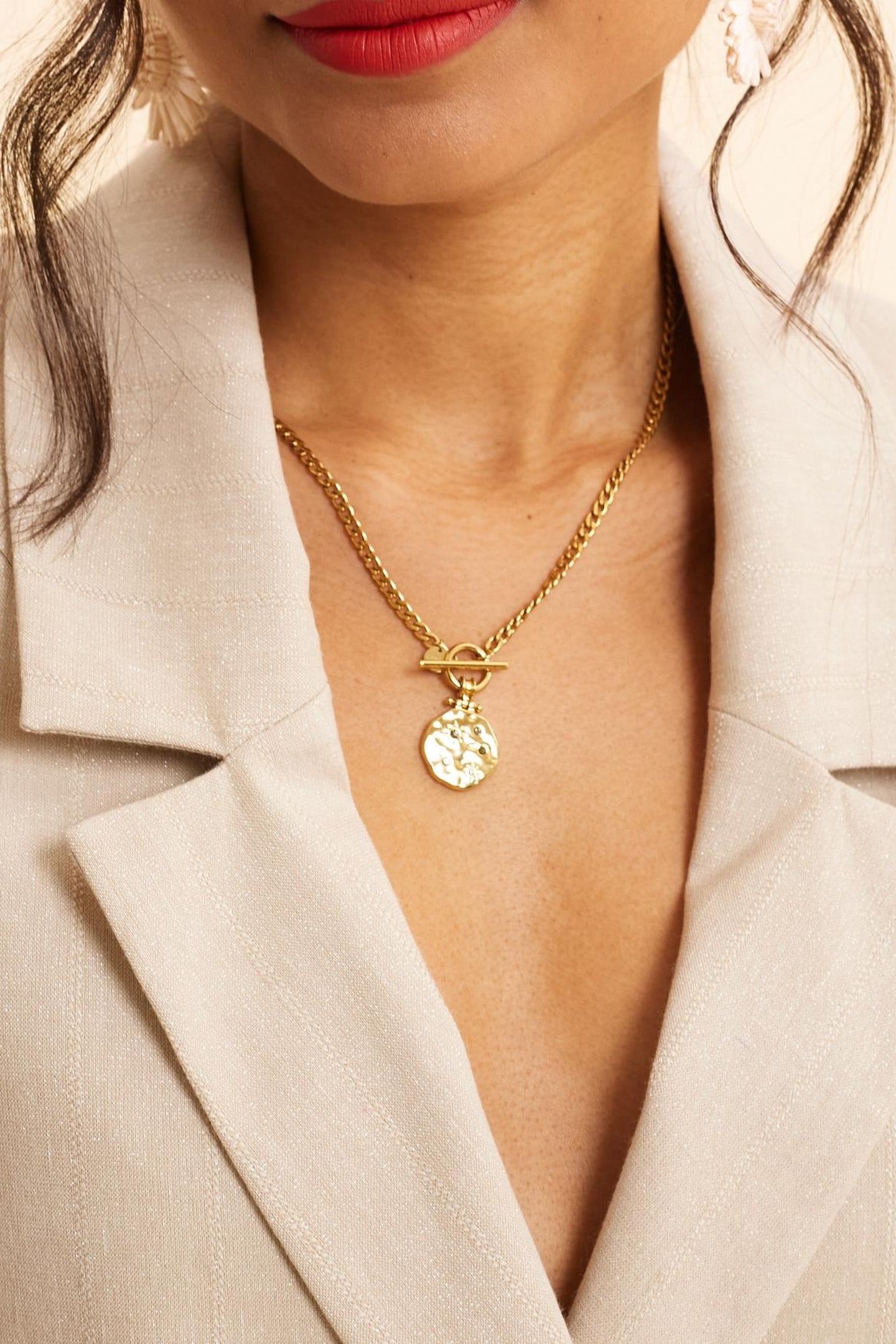 ECRU LUREX PINSTRIPE PATTERN SUIT JACKET ECRU 5