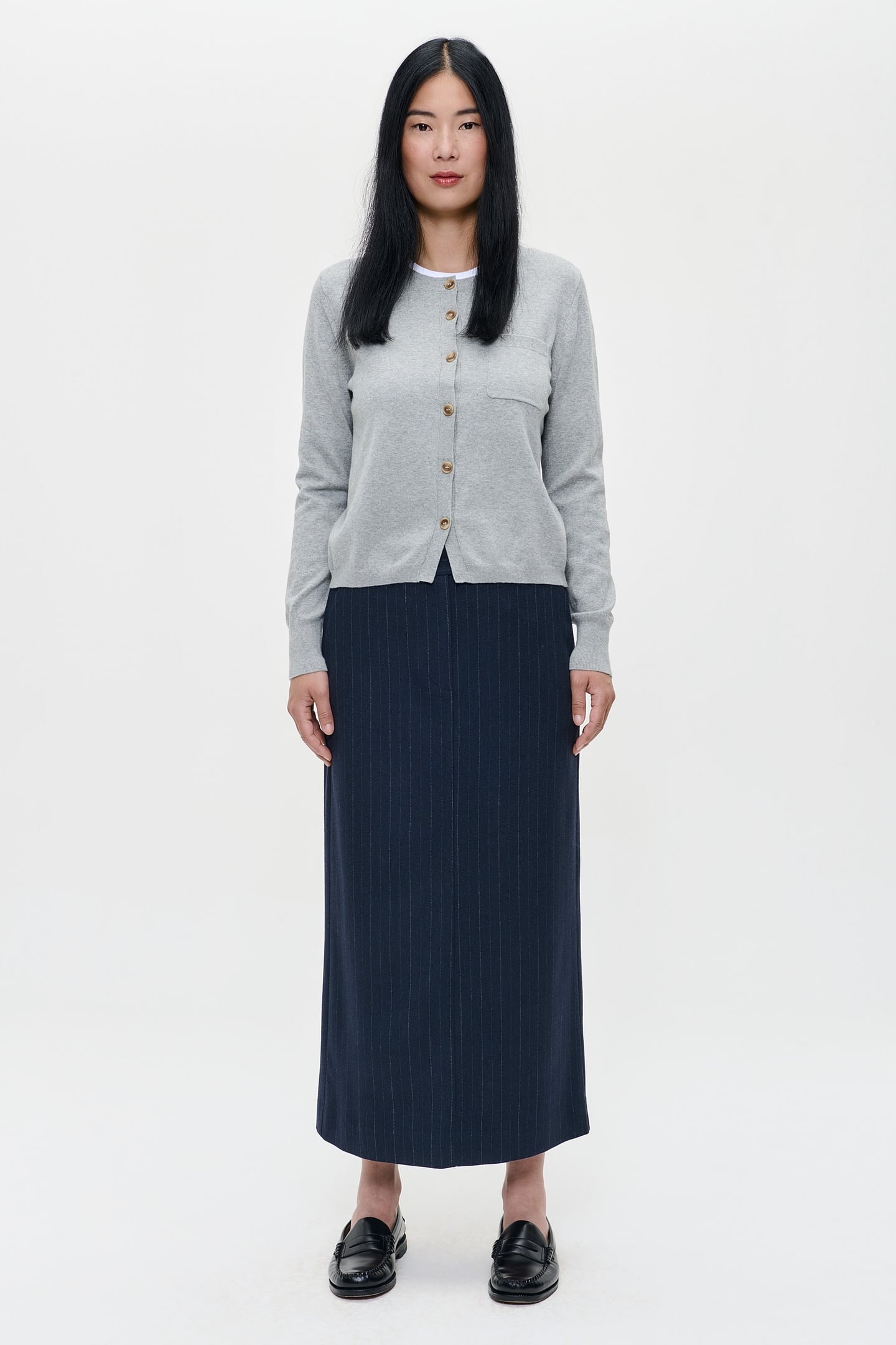 CASHMERE CARDIGAN LIGHT GREY MELANGE 1